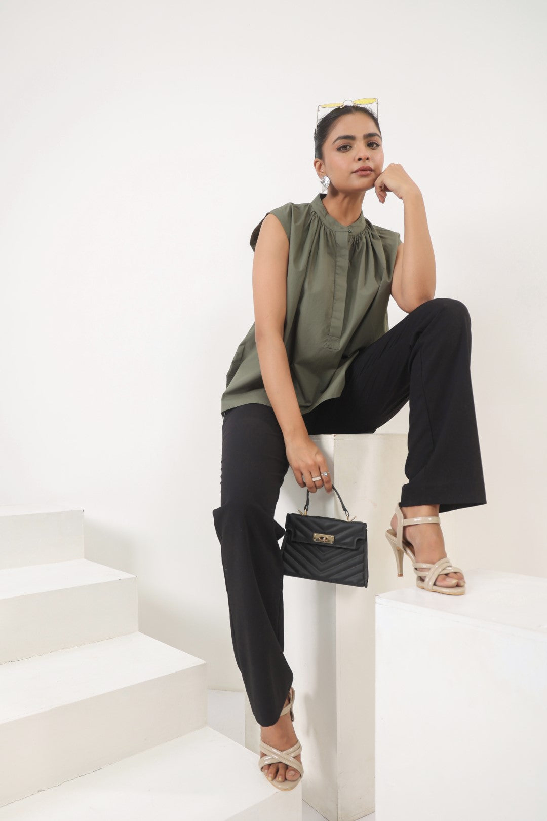 Women’s Green Cotton Poplin Top