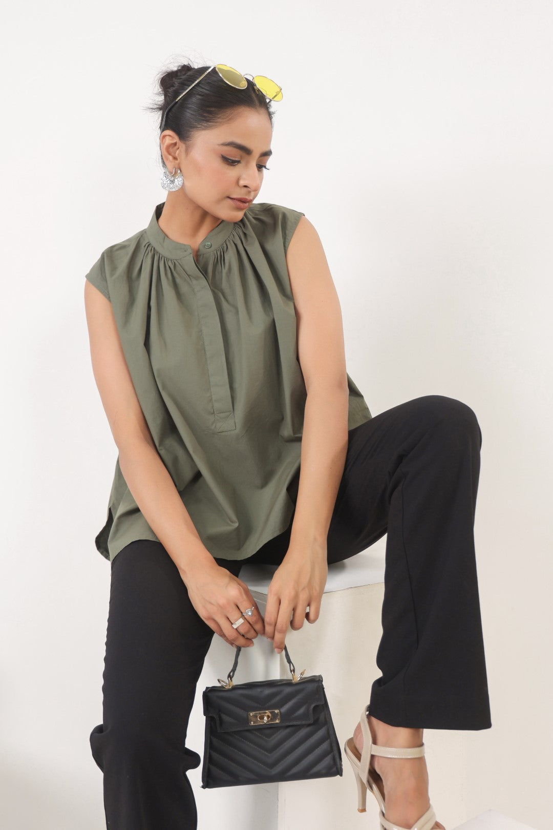 Women’s Green Cotton Poplin Top