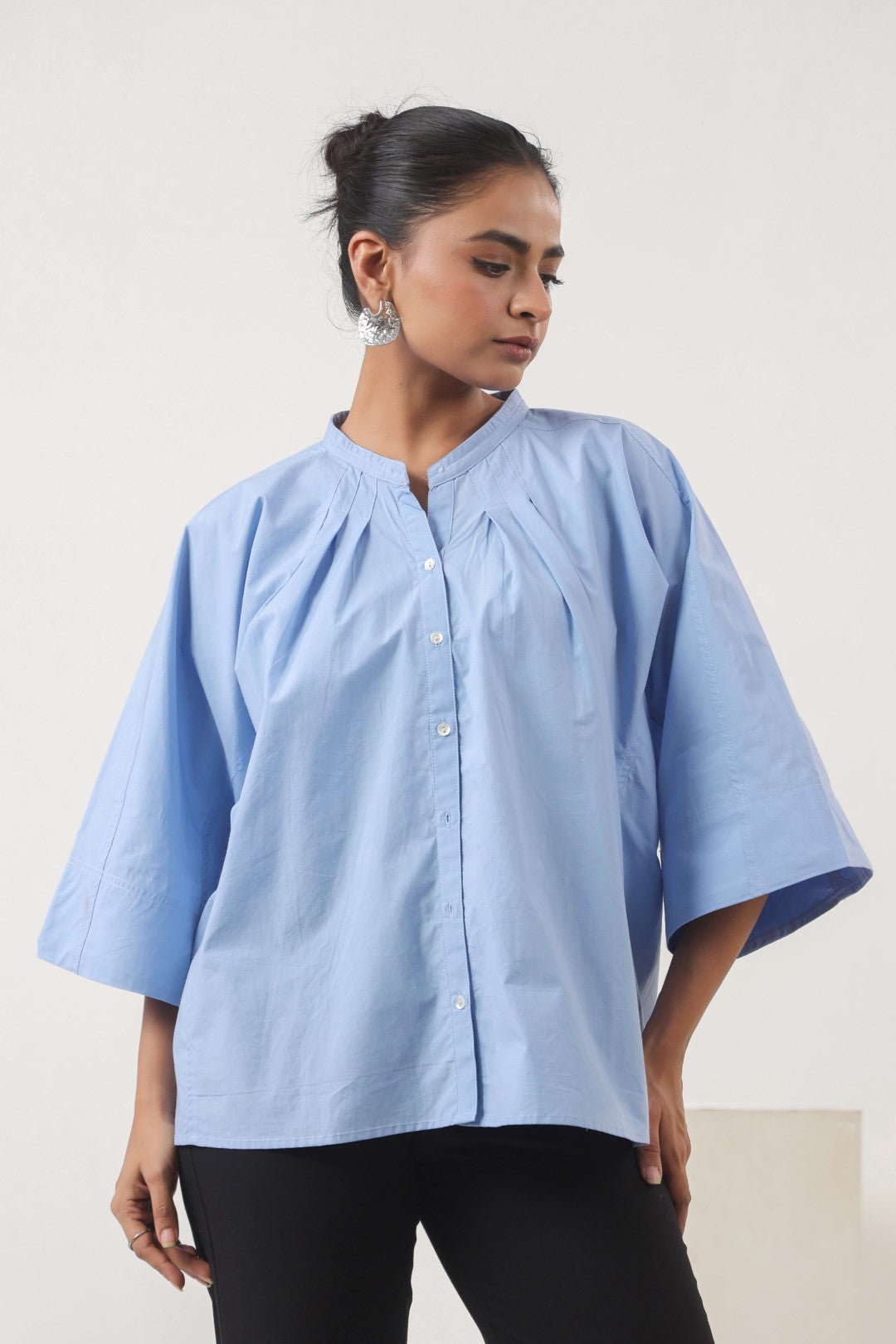 Women's blue cotton tops
