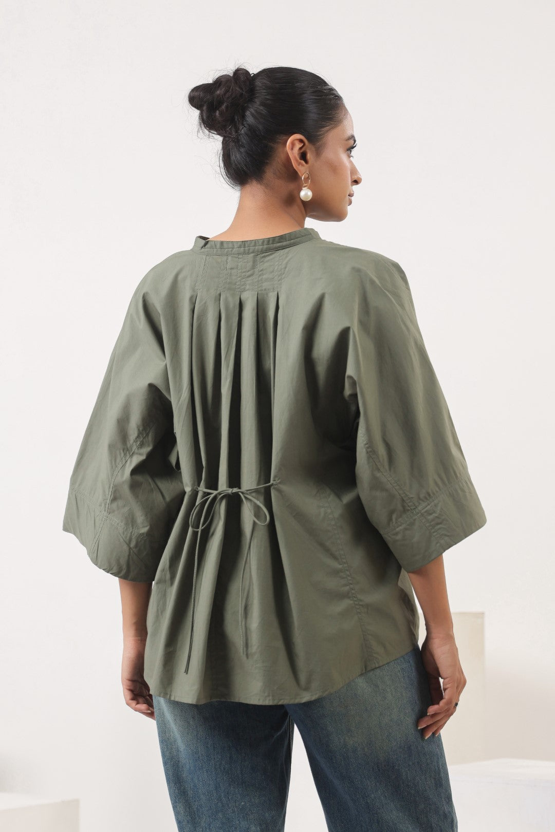 Women's green cotton tops