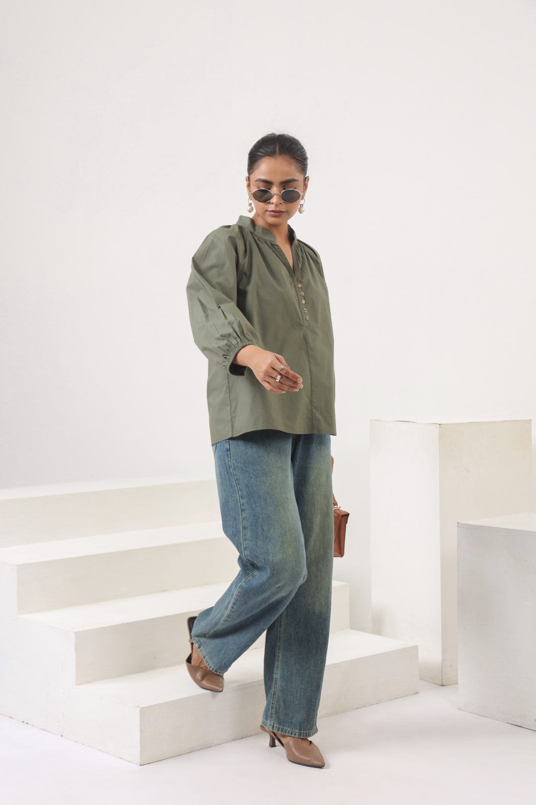 Women's green cotton top