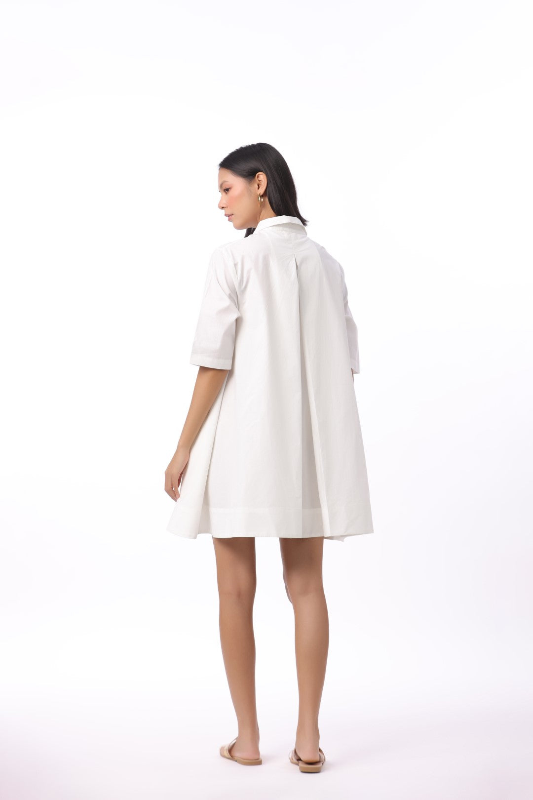 MUUN Women's White Solid Cotton Dress