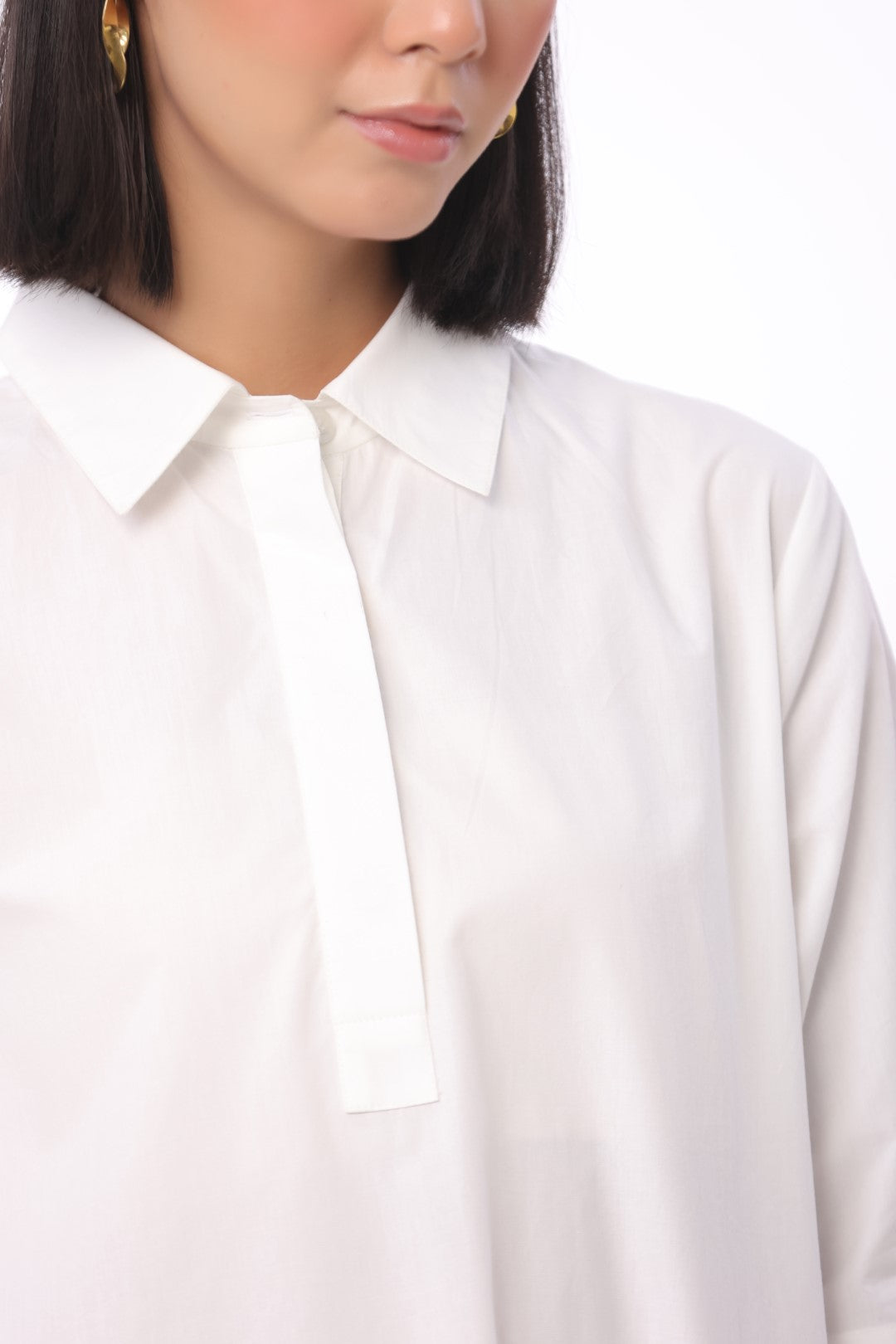 MUUN Women's White Solid Cotton Dress