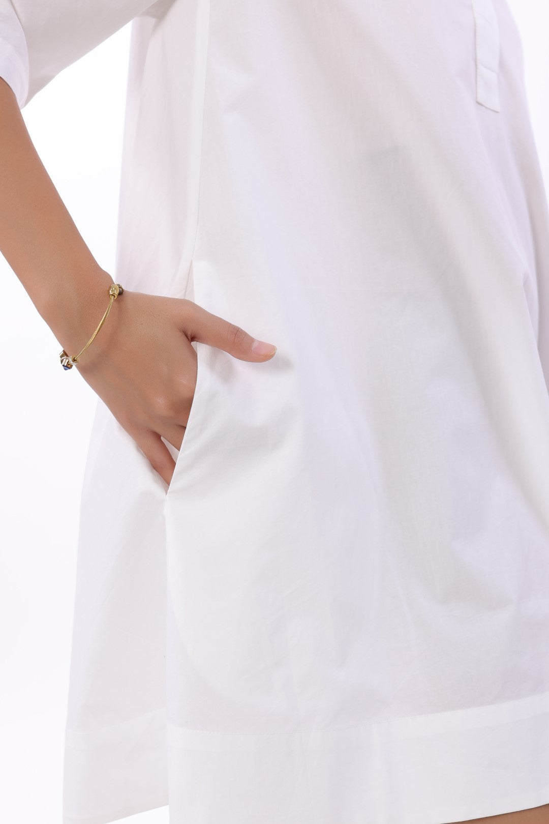 MUUN Women's White Solid Cotton Dress