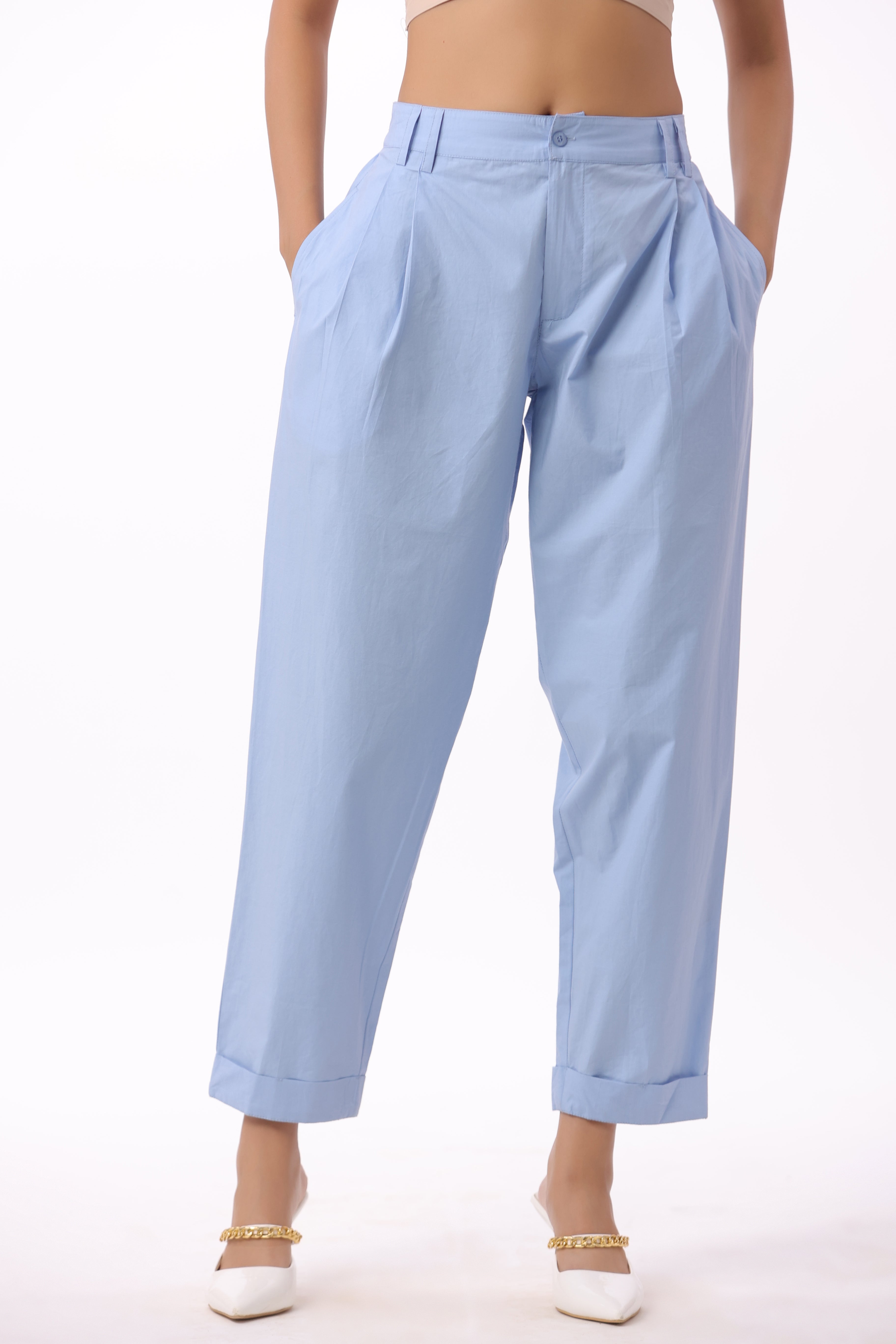 Women’s Blue Cotton Trouser