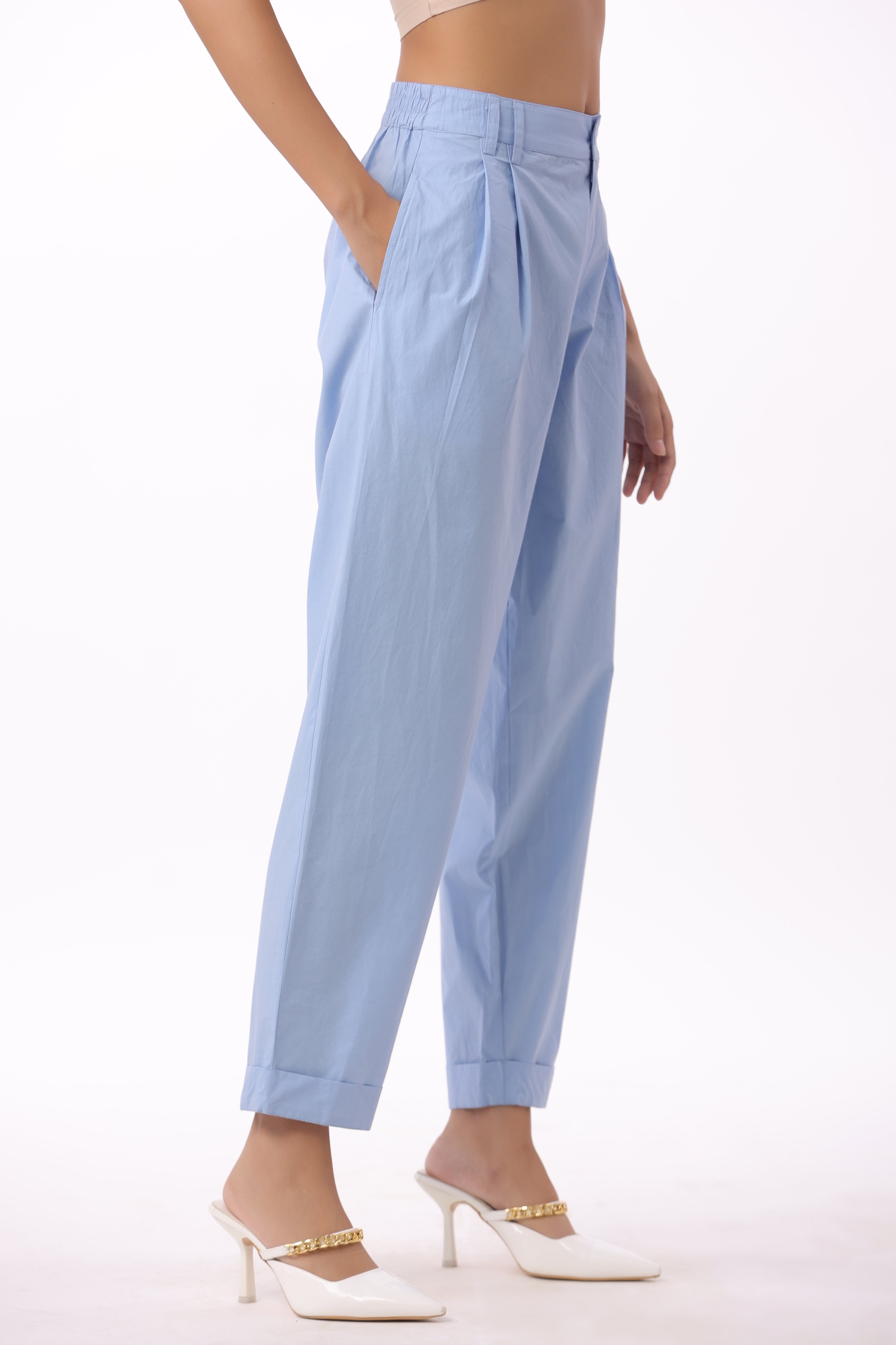 Women’s Blue Cotton Trouser