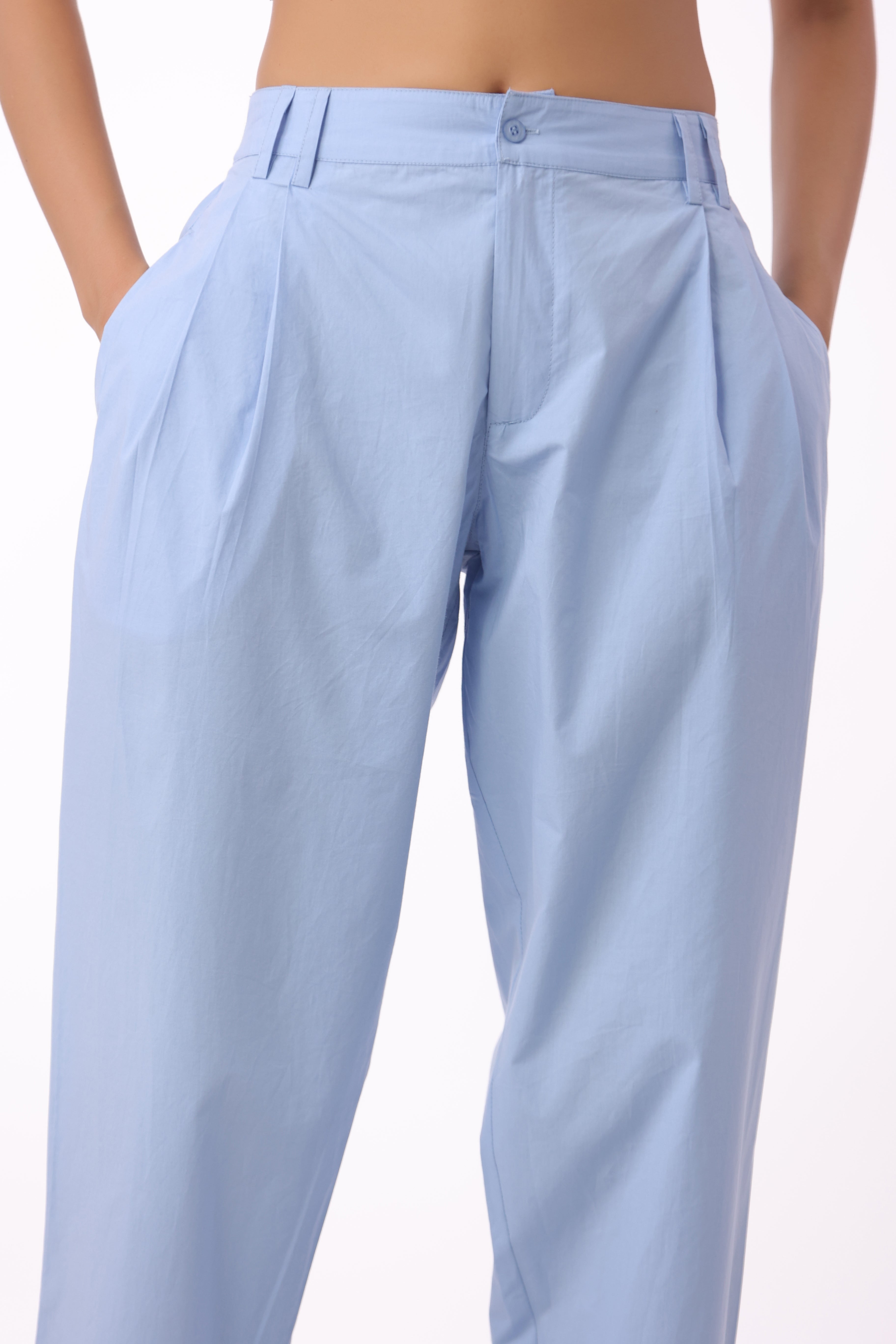 Women’s Blue Cotton Trouser