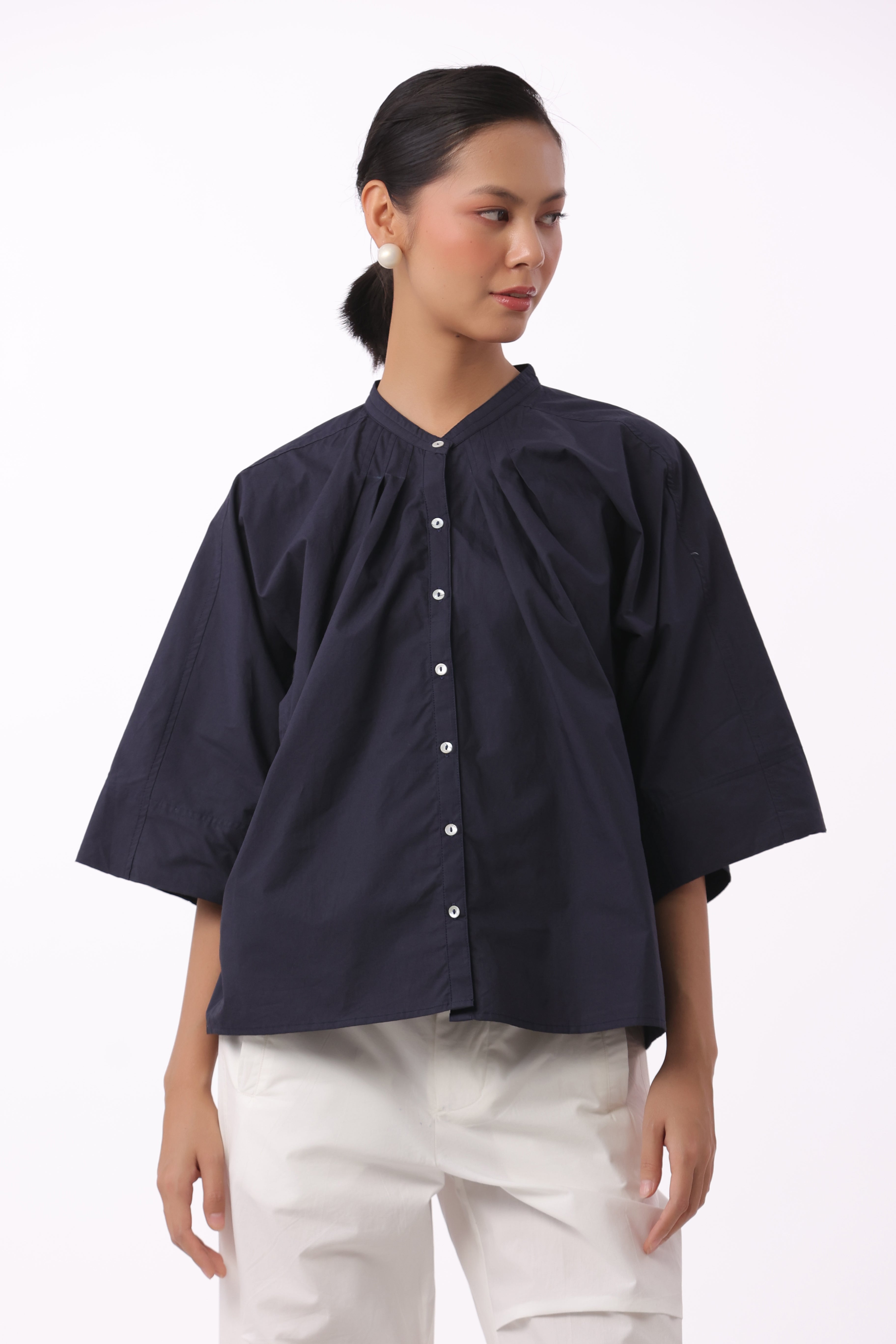 Women's Navy Cotton Top