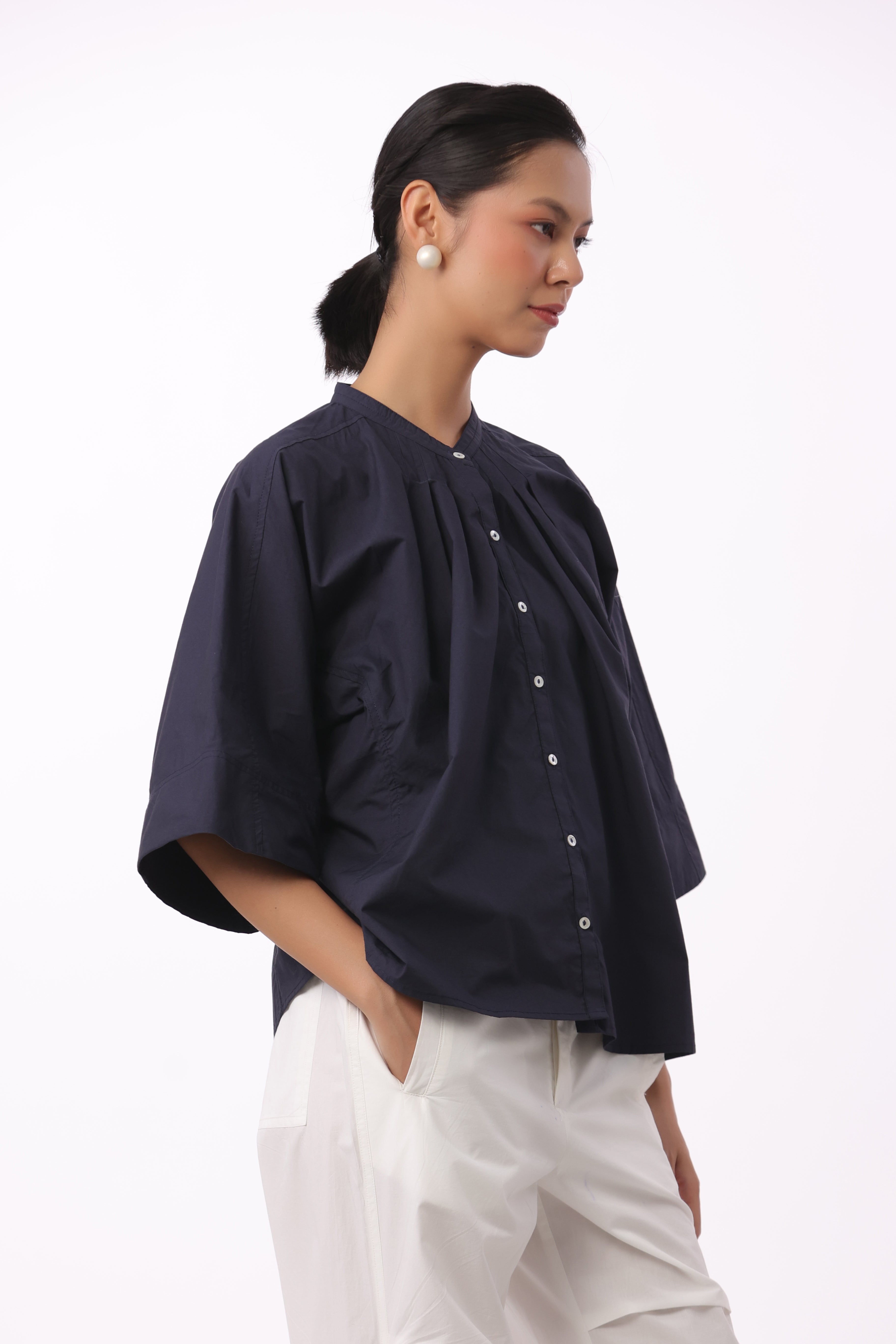 Women's Navy Cotton Top