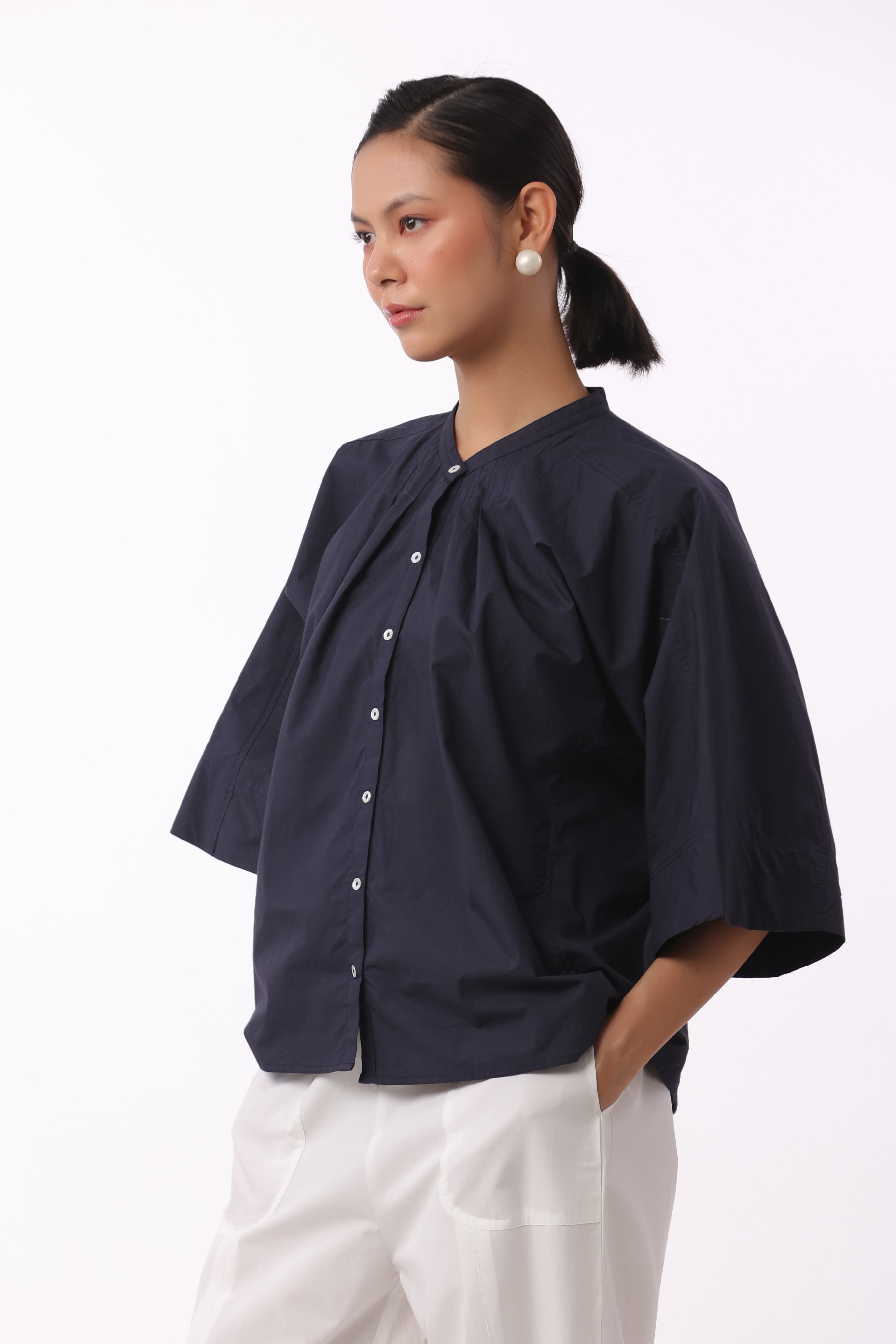 Women's Navy Cotton Top