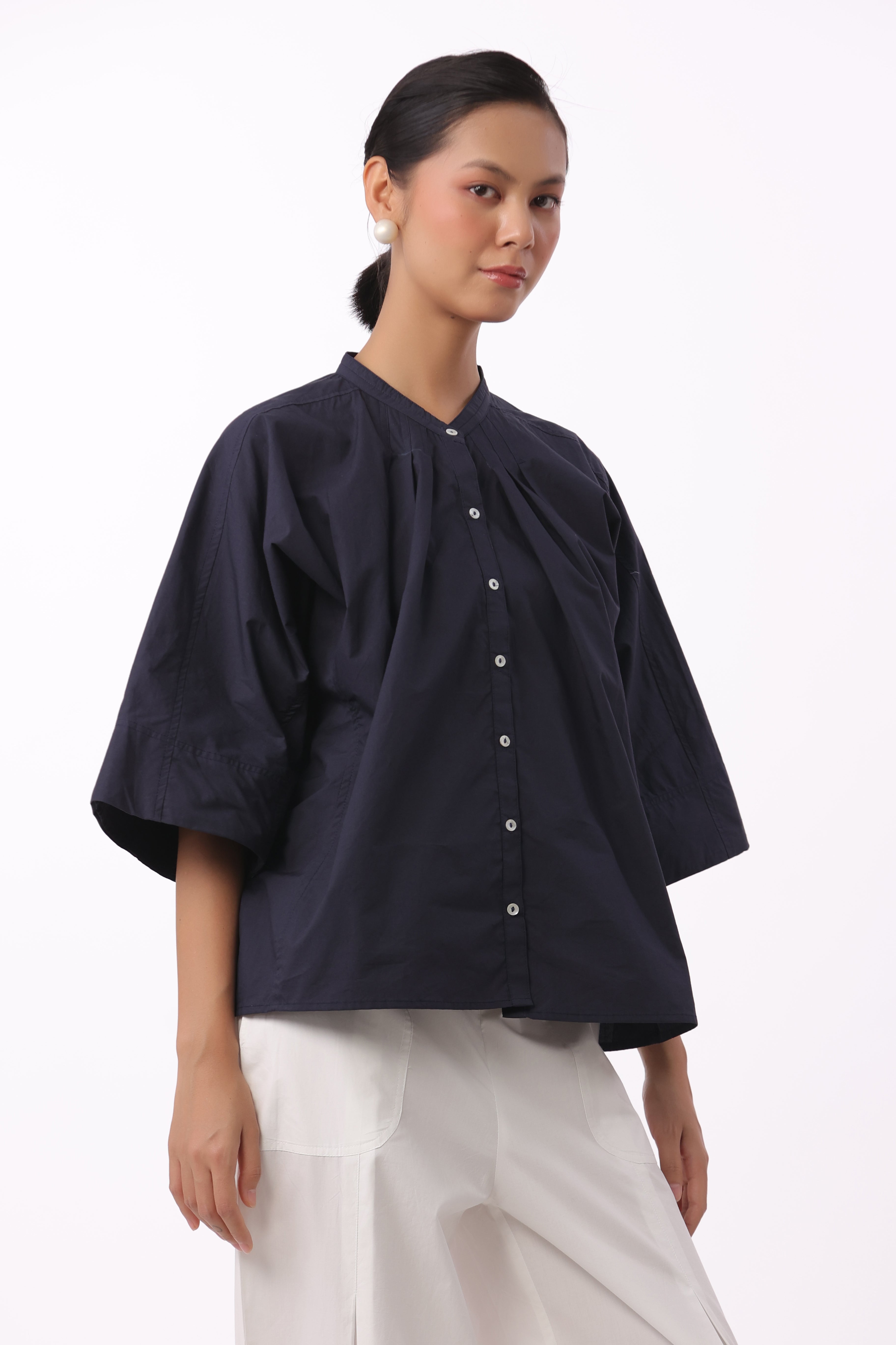 Women's Navy Cotton Top