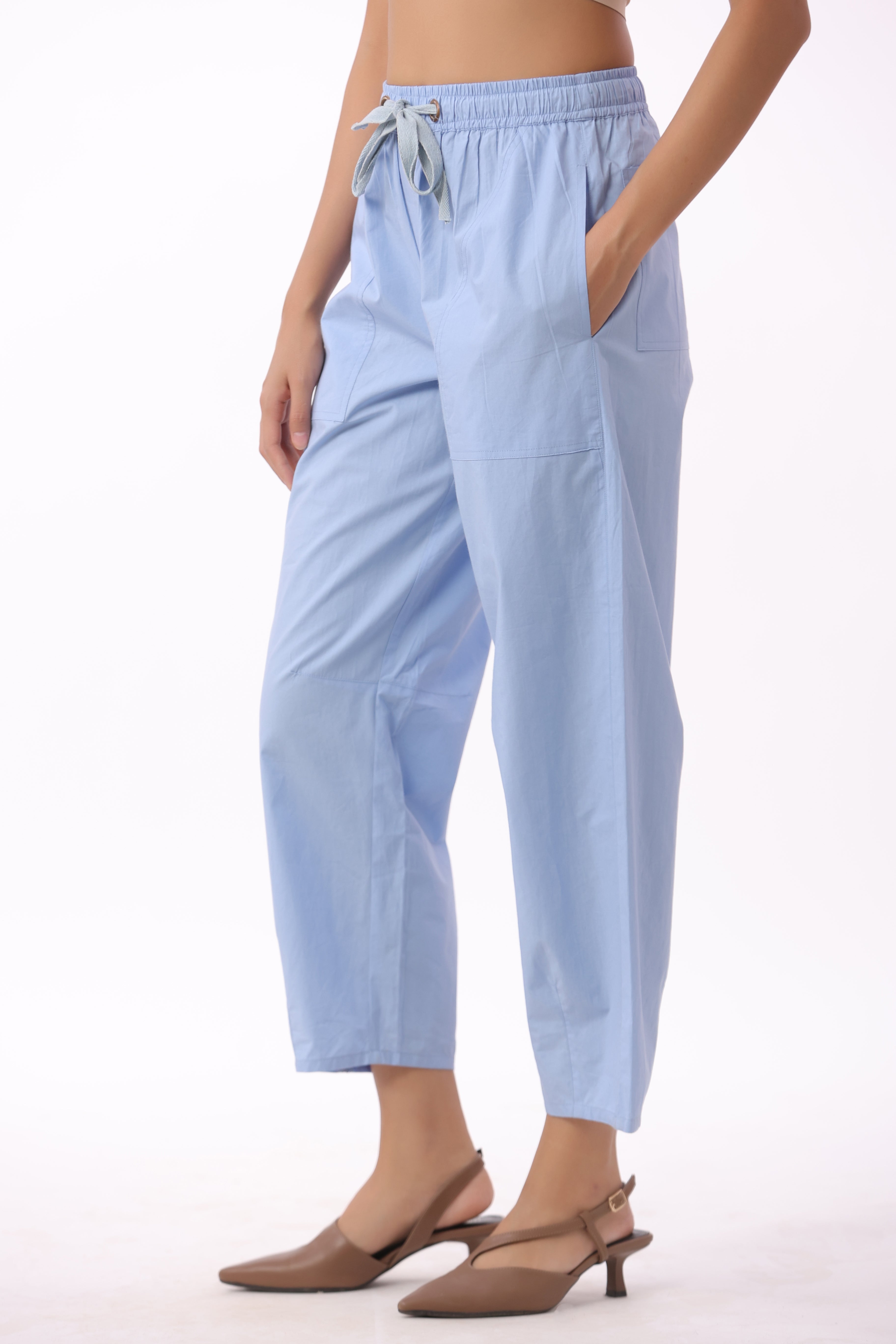 Women’s Blue Cotton Trouser