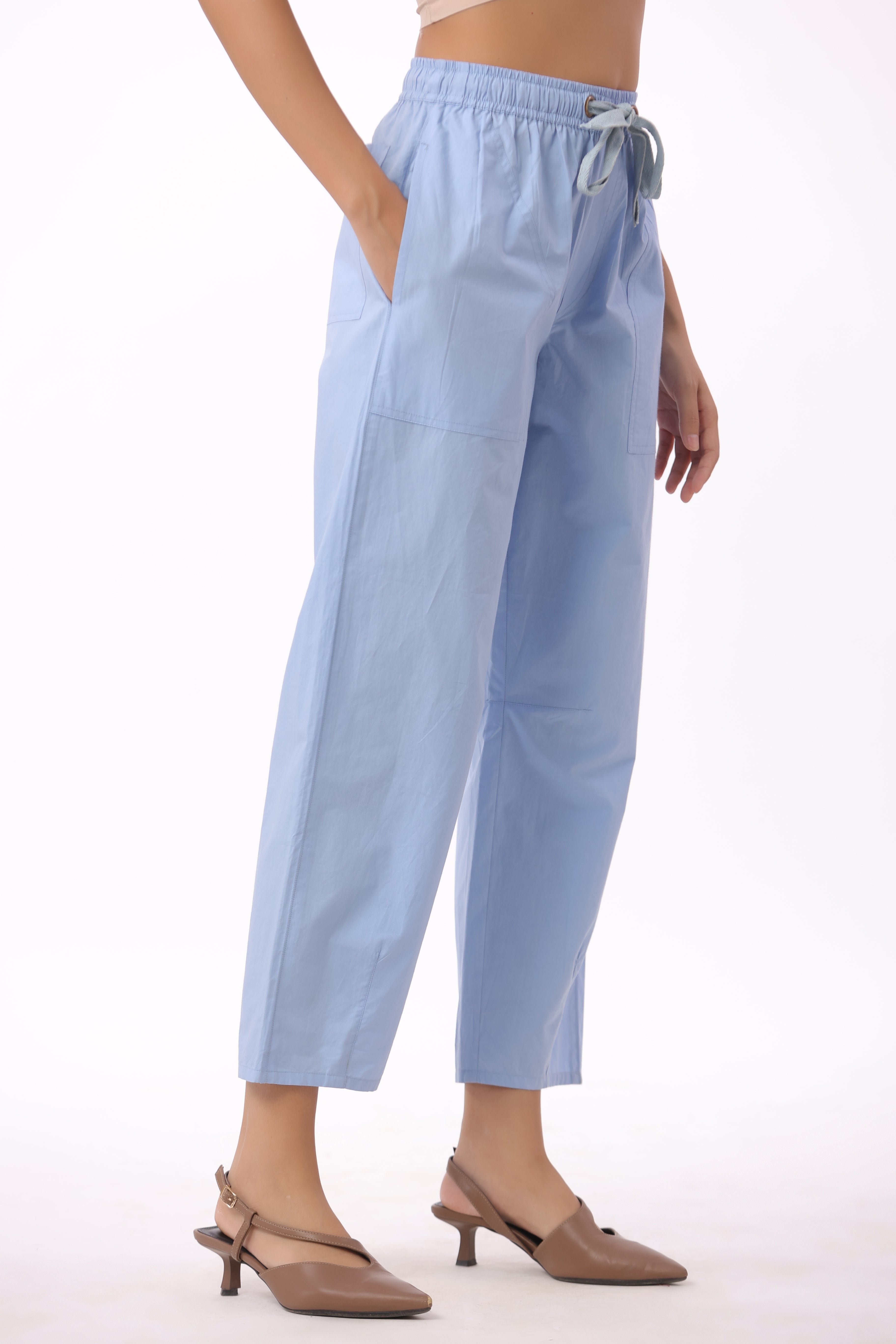 Women’s Blue Cotton Trouser