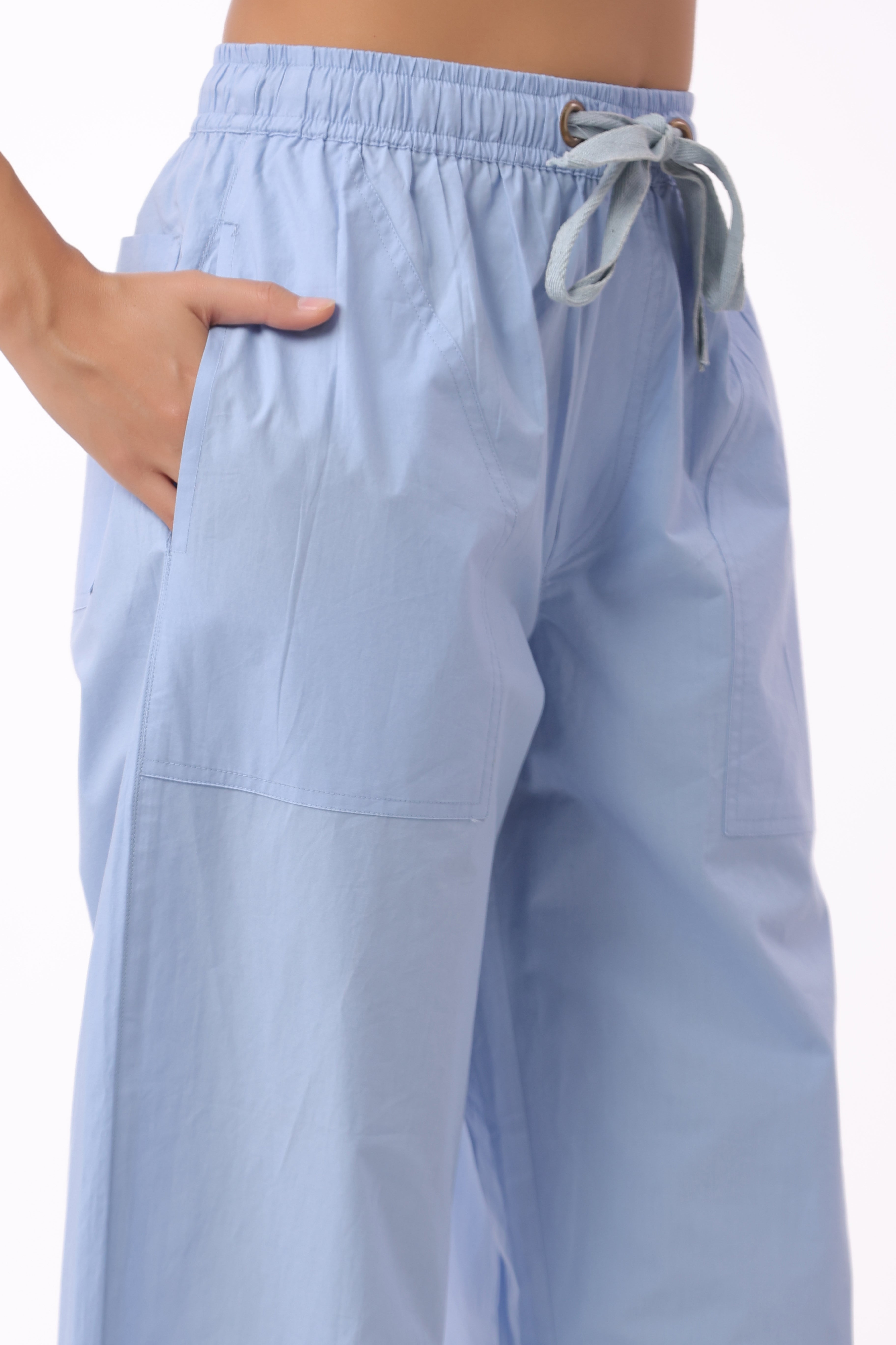 Women’s Blue Cotton Trouser
