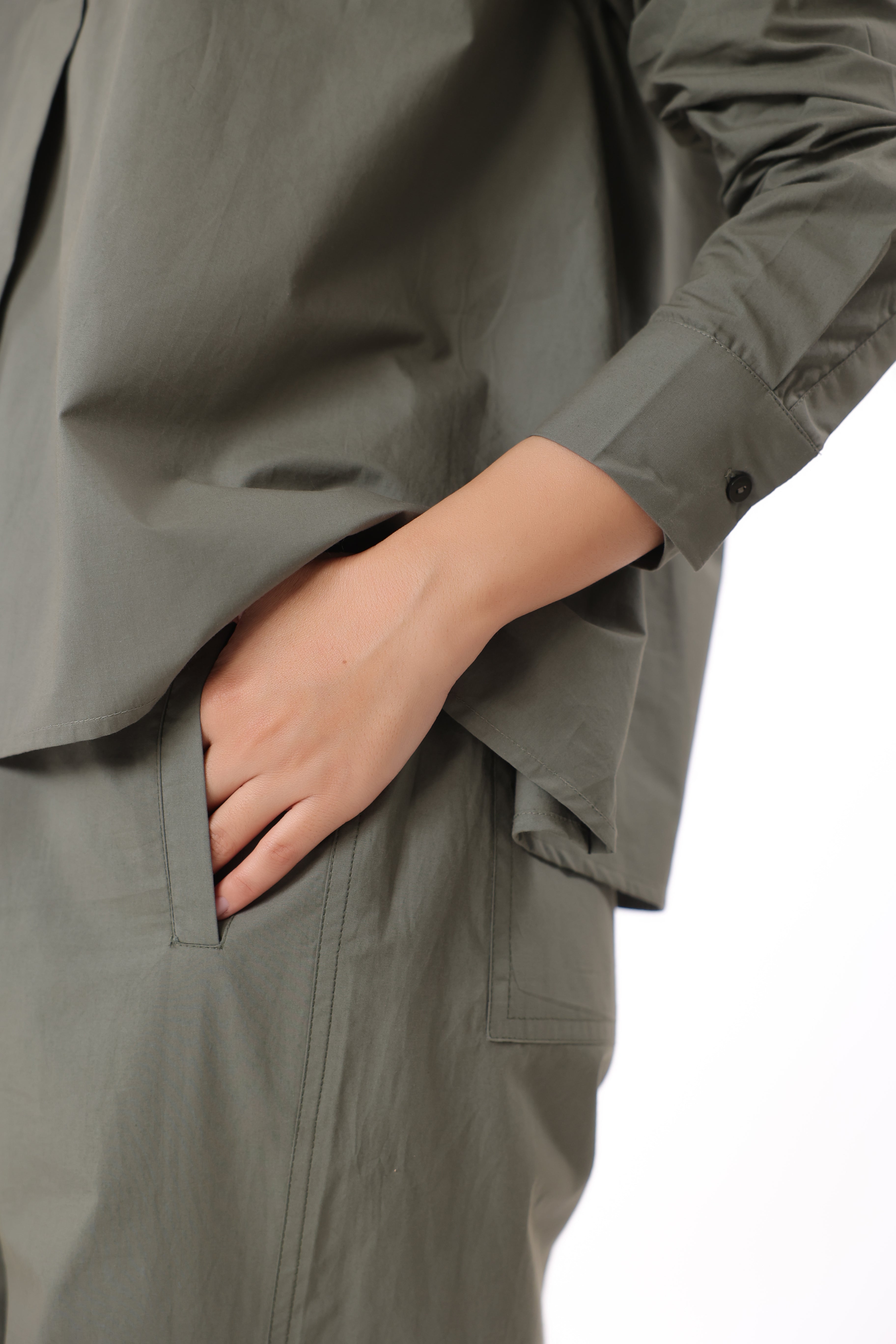 Women’s Green Cotton Shirt with Green Cotton Pant Co-Ord Set