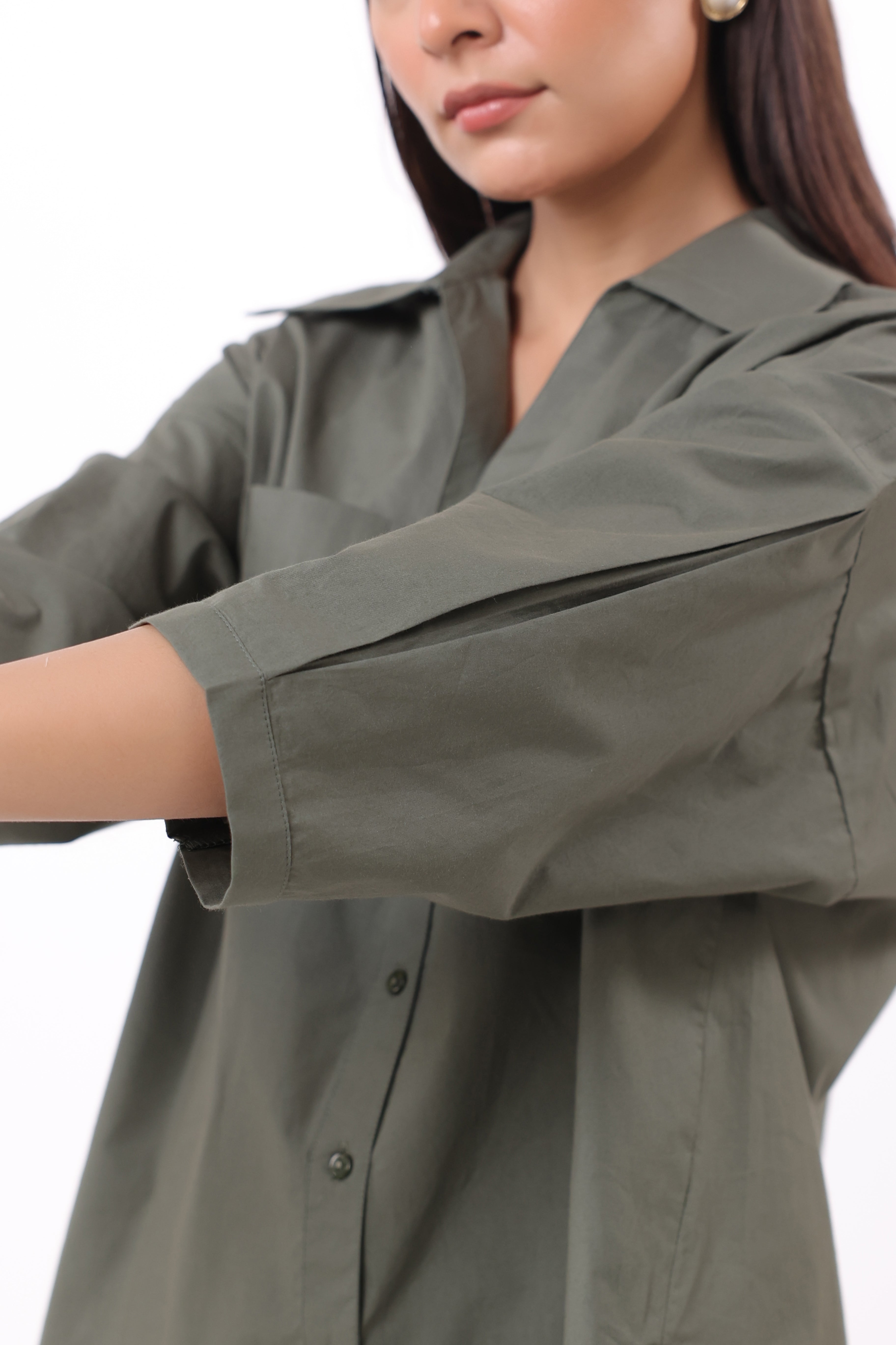 Women’s Green Cotton Shirt with Cotton Pant Co-Ord Set