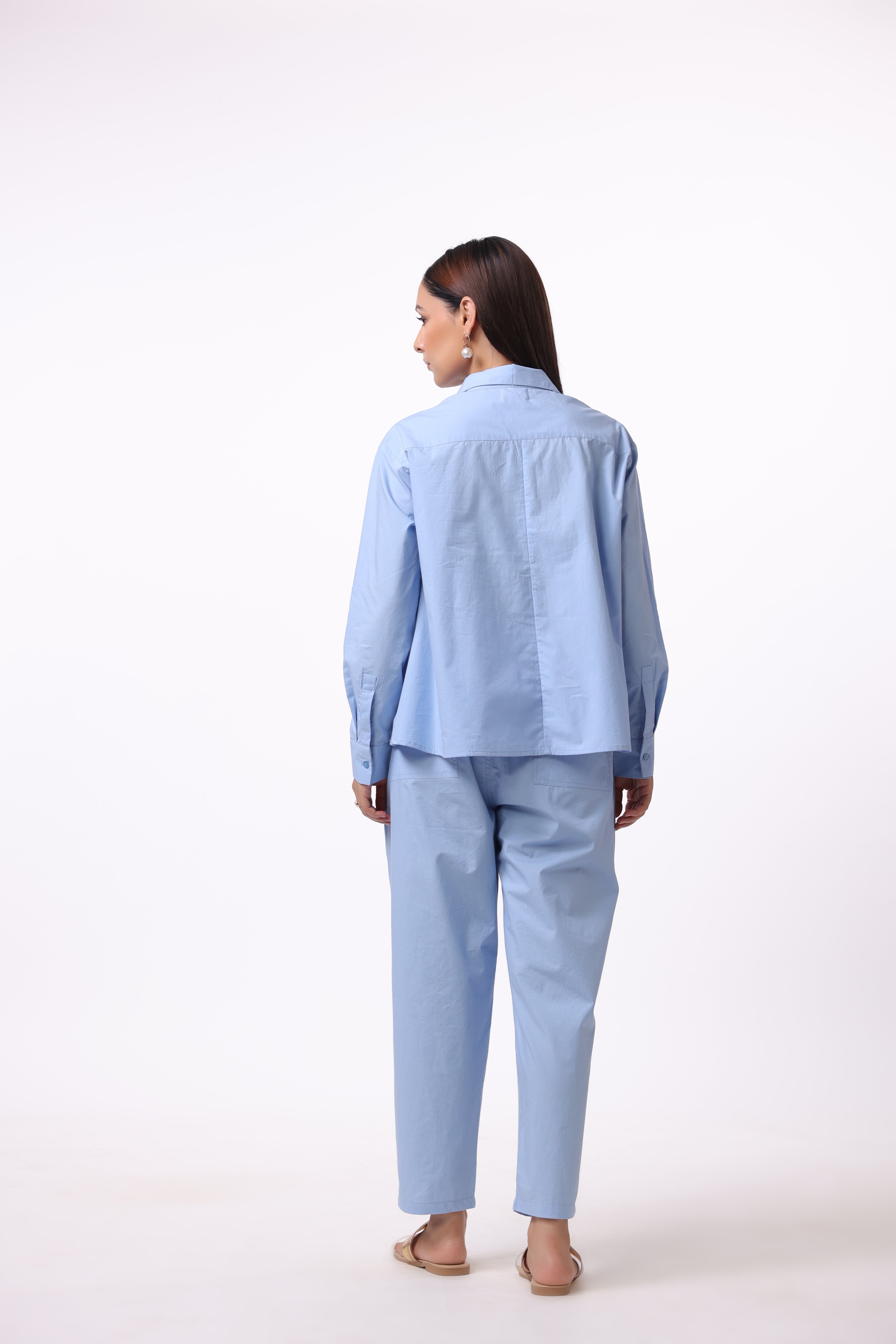 MUUN Women Blue Solid Cotton Top