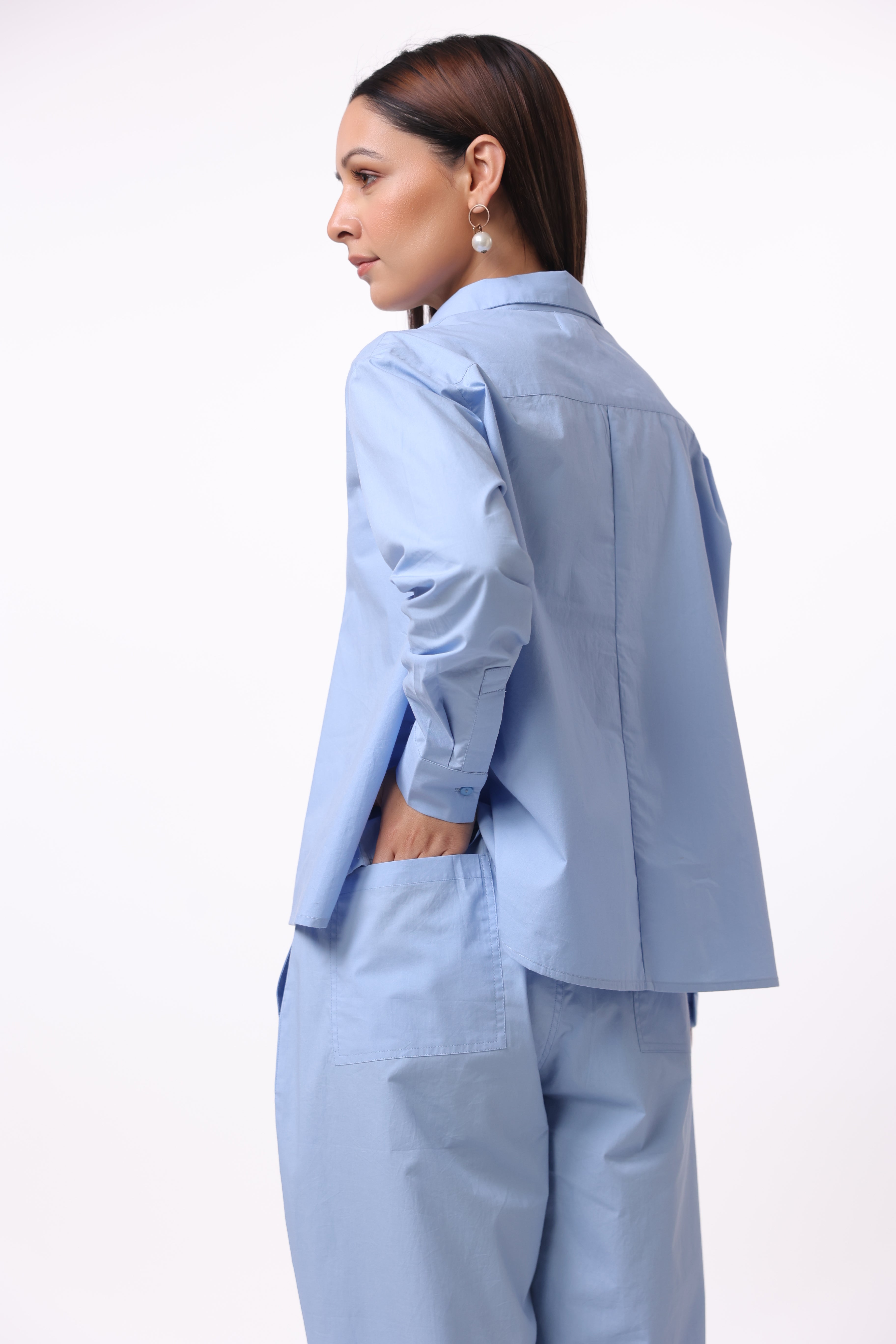 MUUN Women Blue Solid Cotton Top