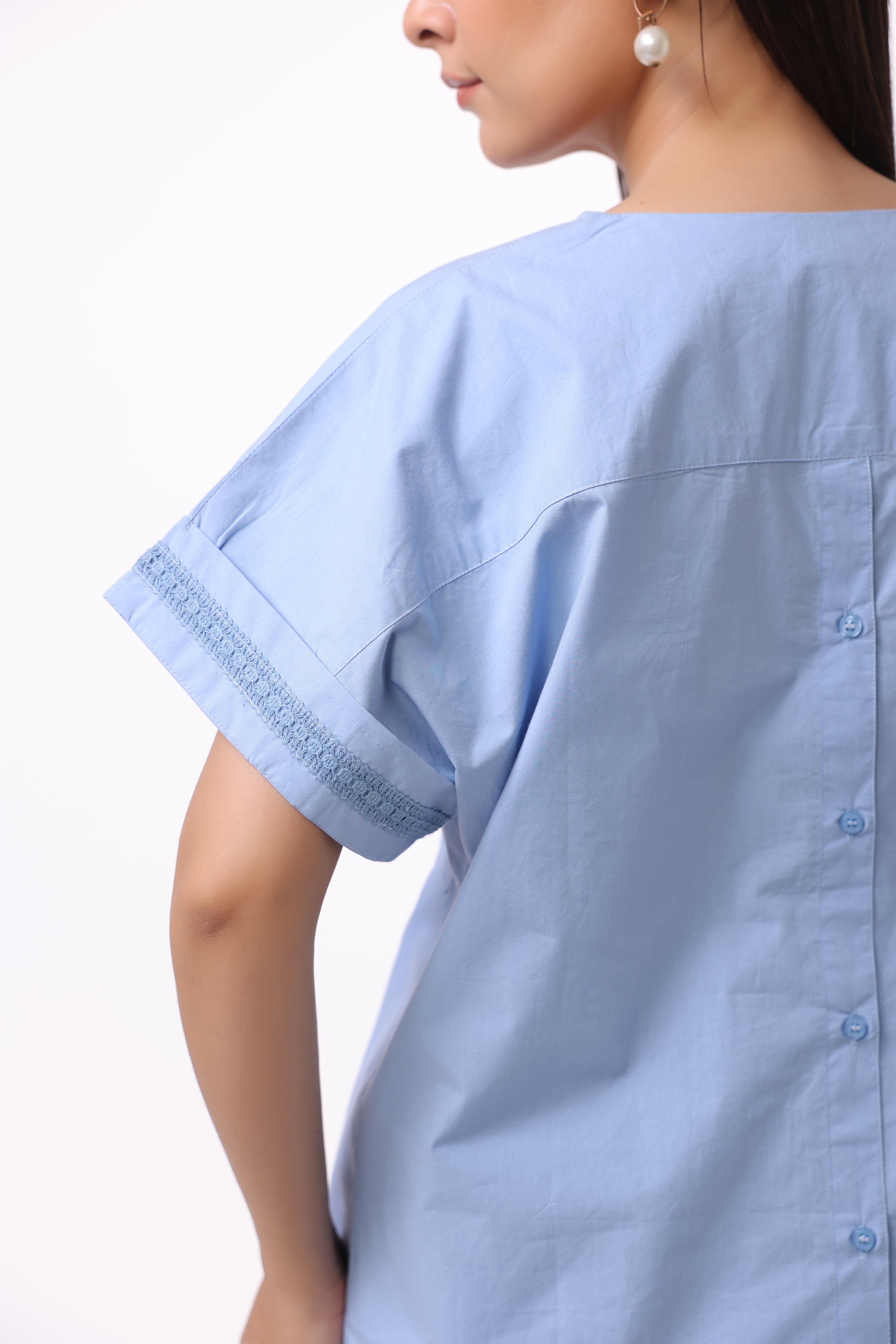 Women’s Blue Cotton Shirt with Blue Cotton Pant Co-Ord Set