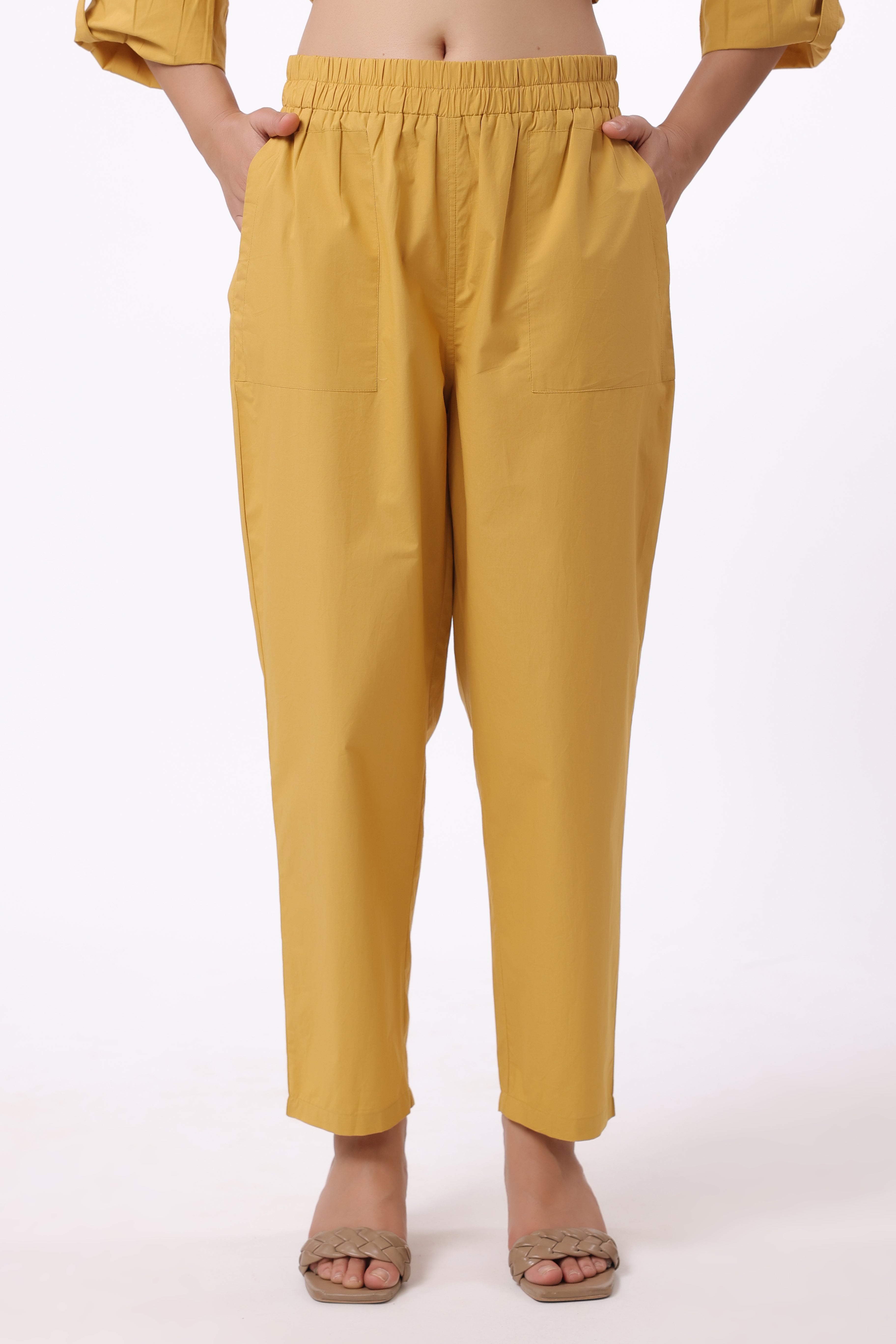 Women’s Yellow Cotton Shirt with Yellow Cotton Pant Co-Ord Set