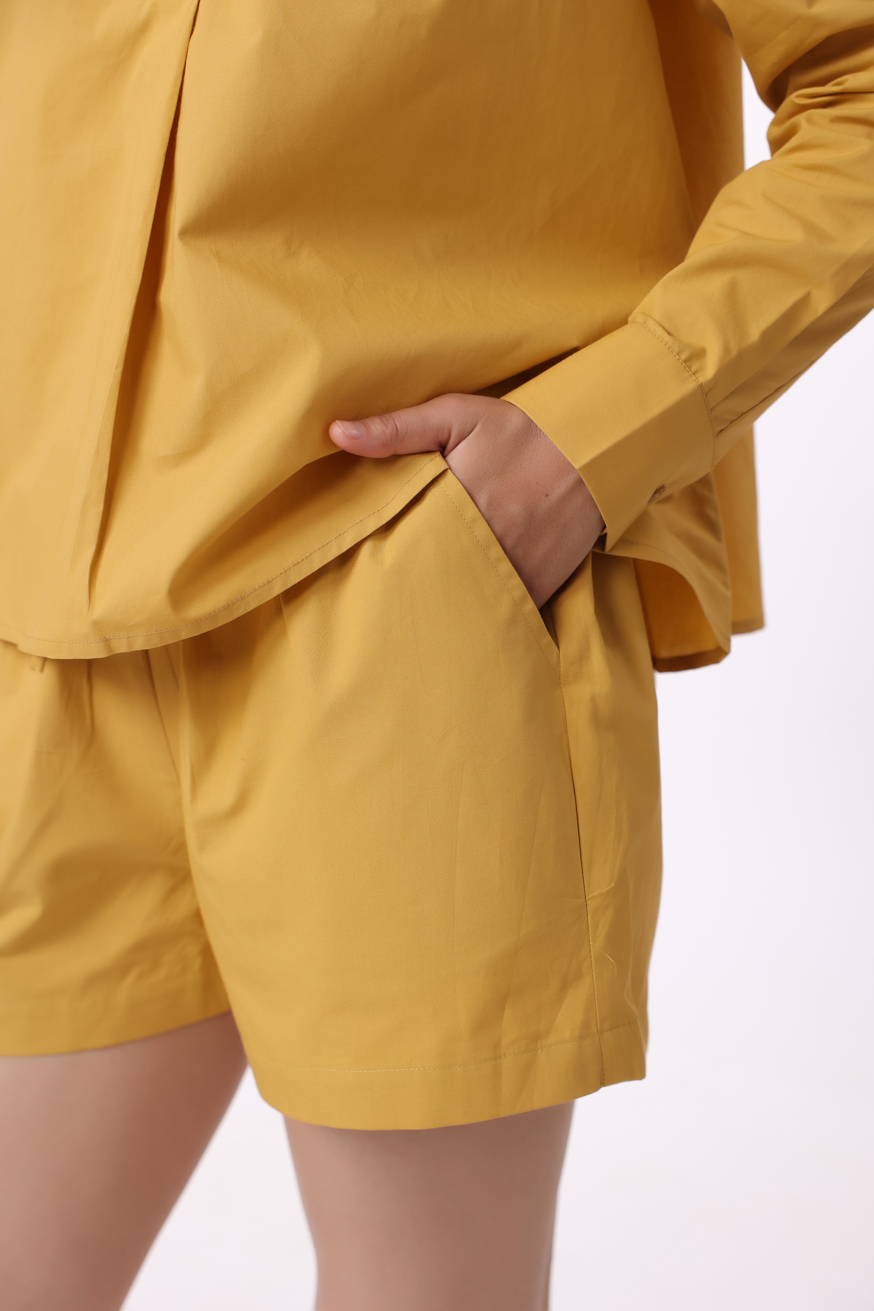Women’s Yellow Cotton Shirt with Yellow Cotton Pant Co-Ord Set