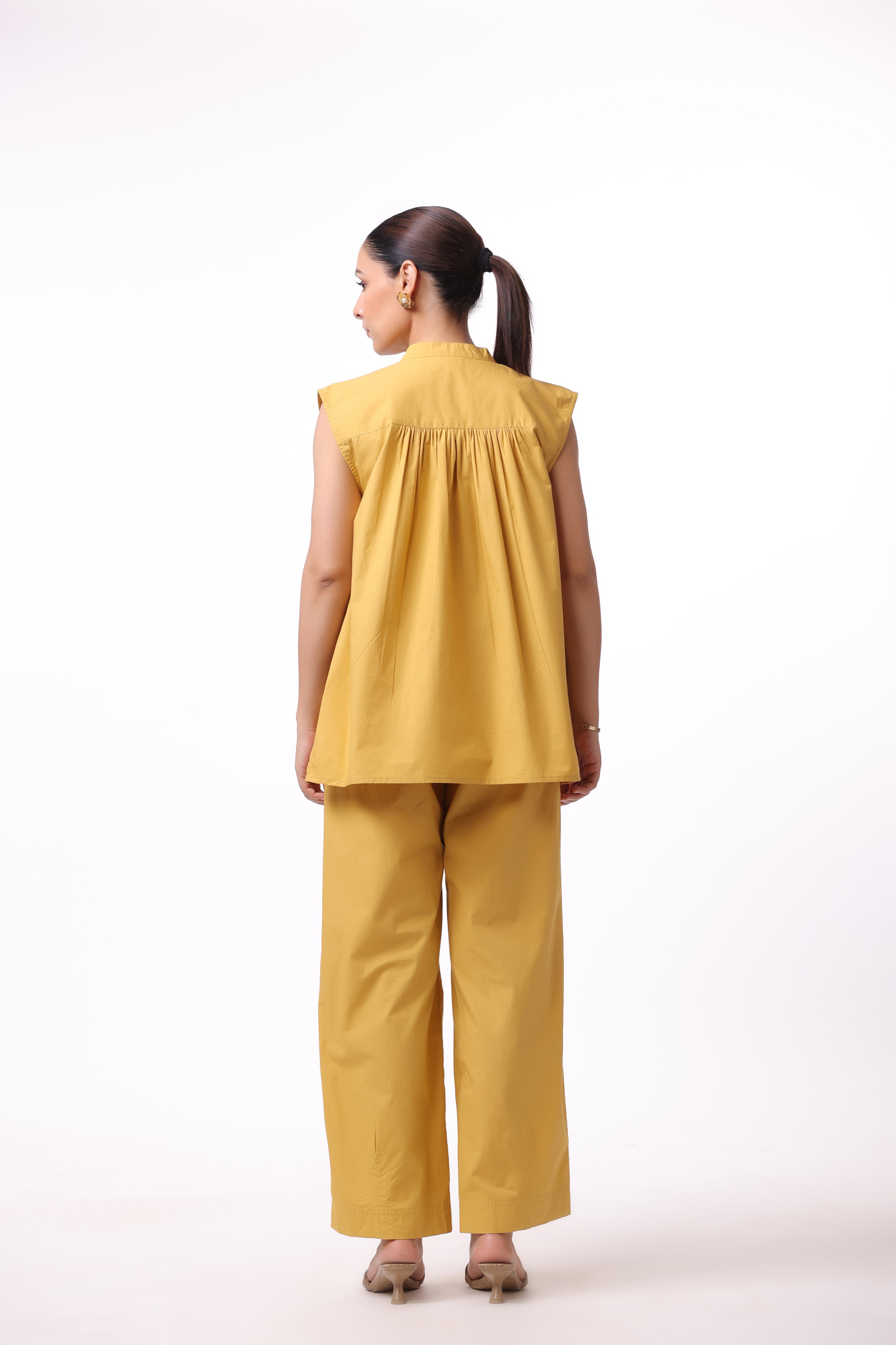 Women’s Yellow Cotton Top with Yellow Cotton Pant Co-Ord Set