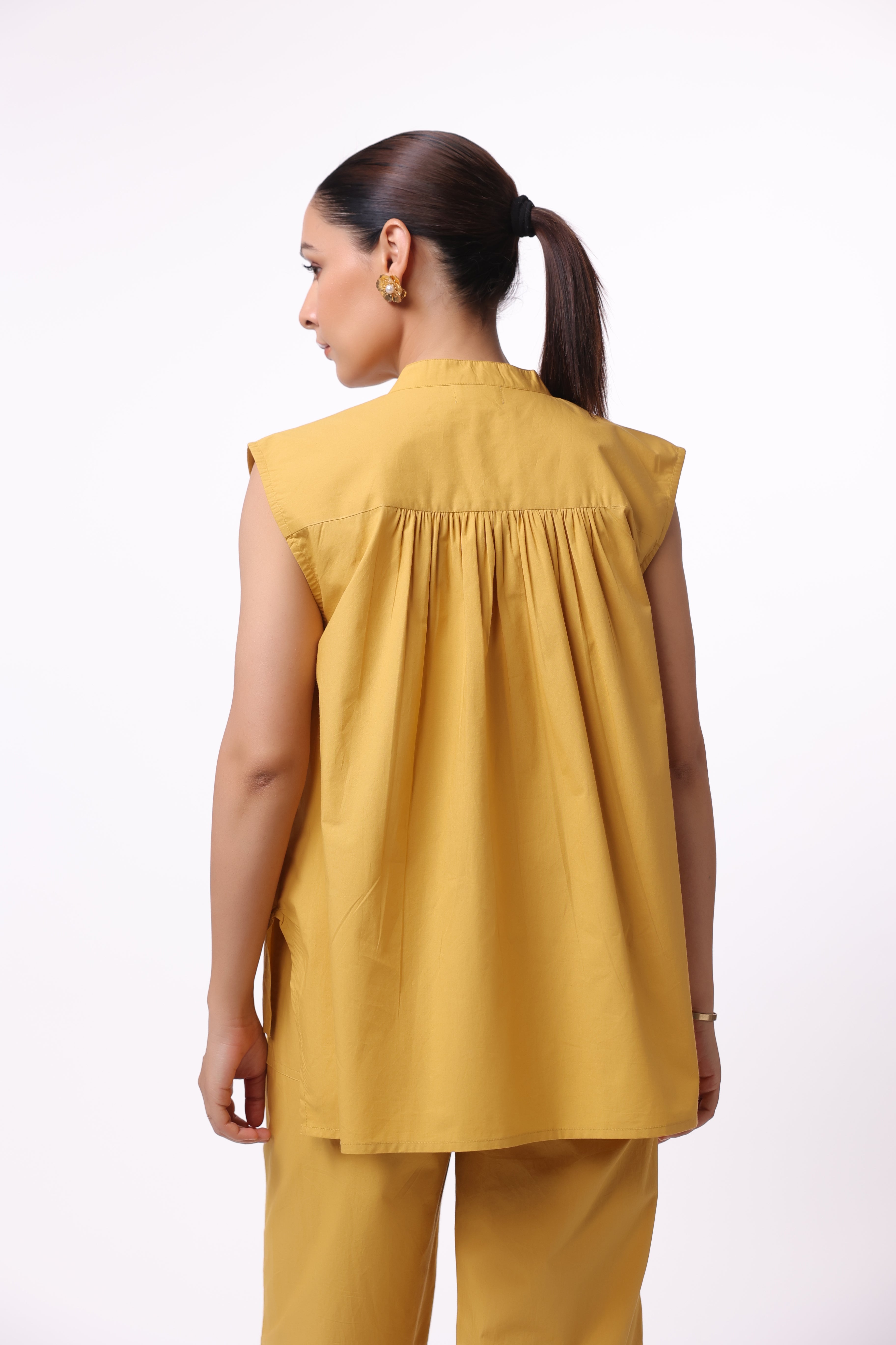 Women’s Yellow Cotton Top with Yellow Cotton Pant Co-Ord Set