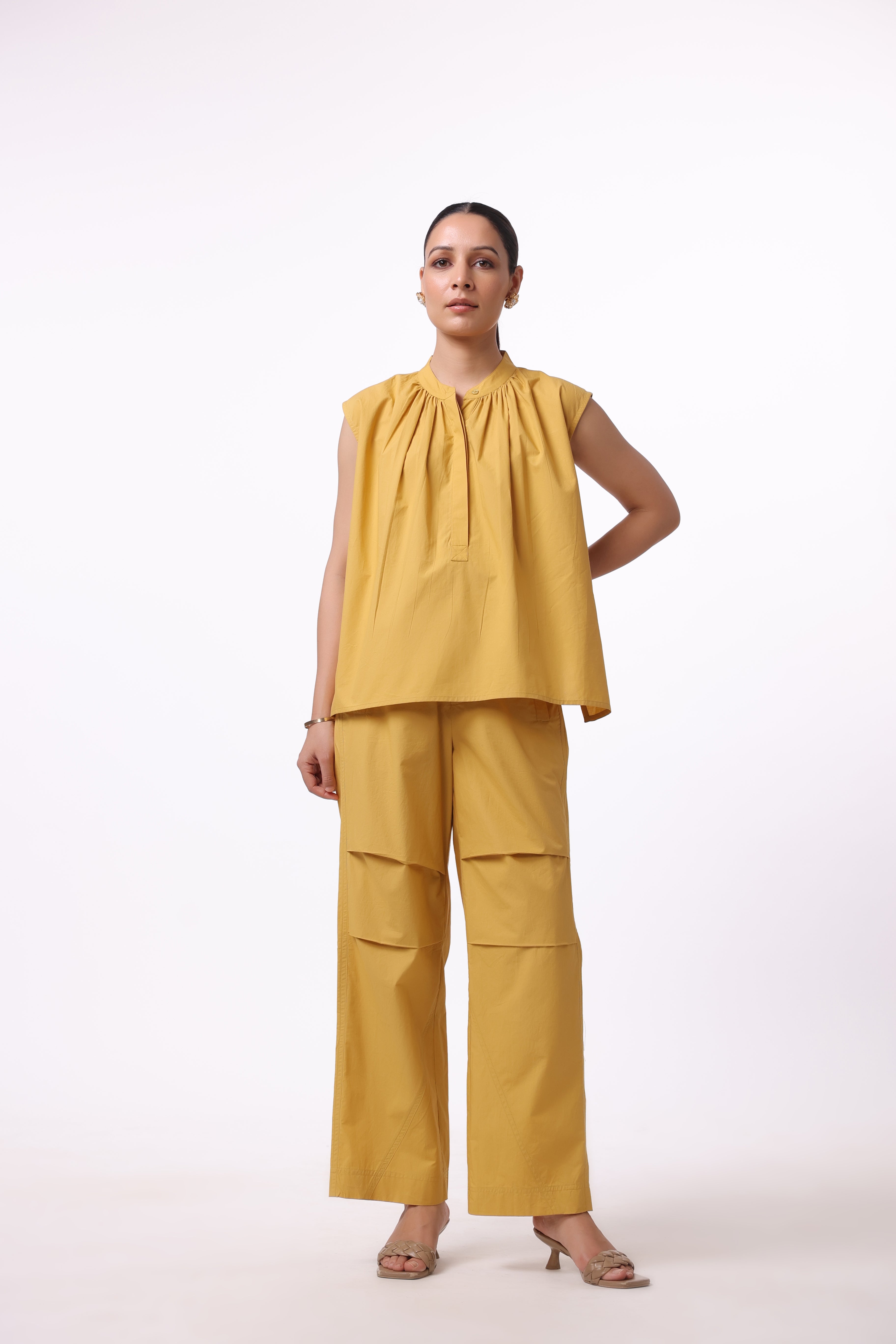 Women’s Yellow Cotton Top with Yellow Cotton Pant Co-Ord Set