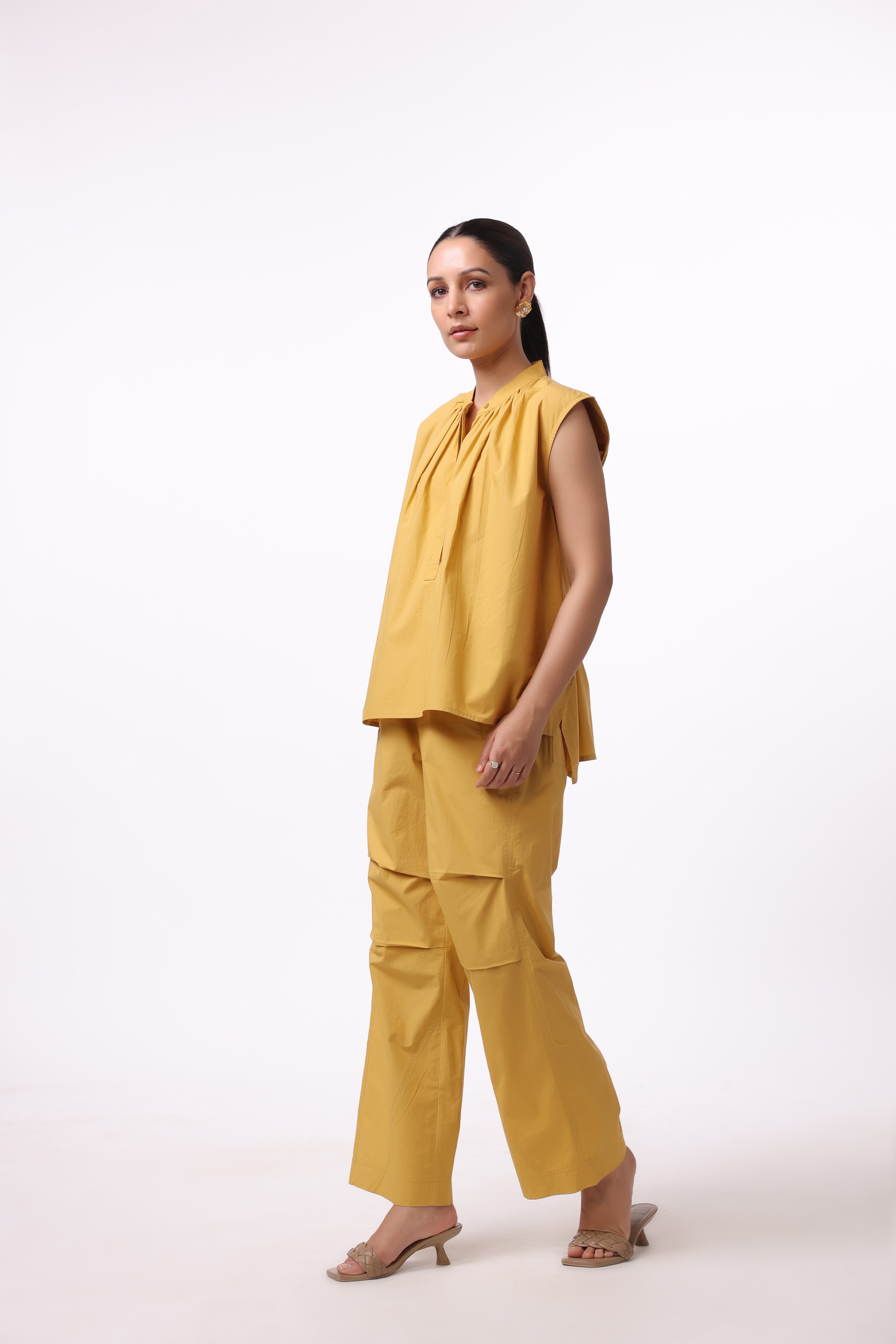 Women’s Yellow Cotton Top with Yellow Cotton Pant Co-Ord Set