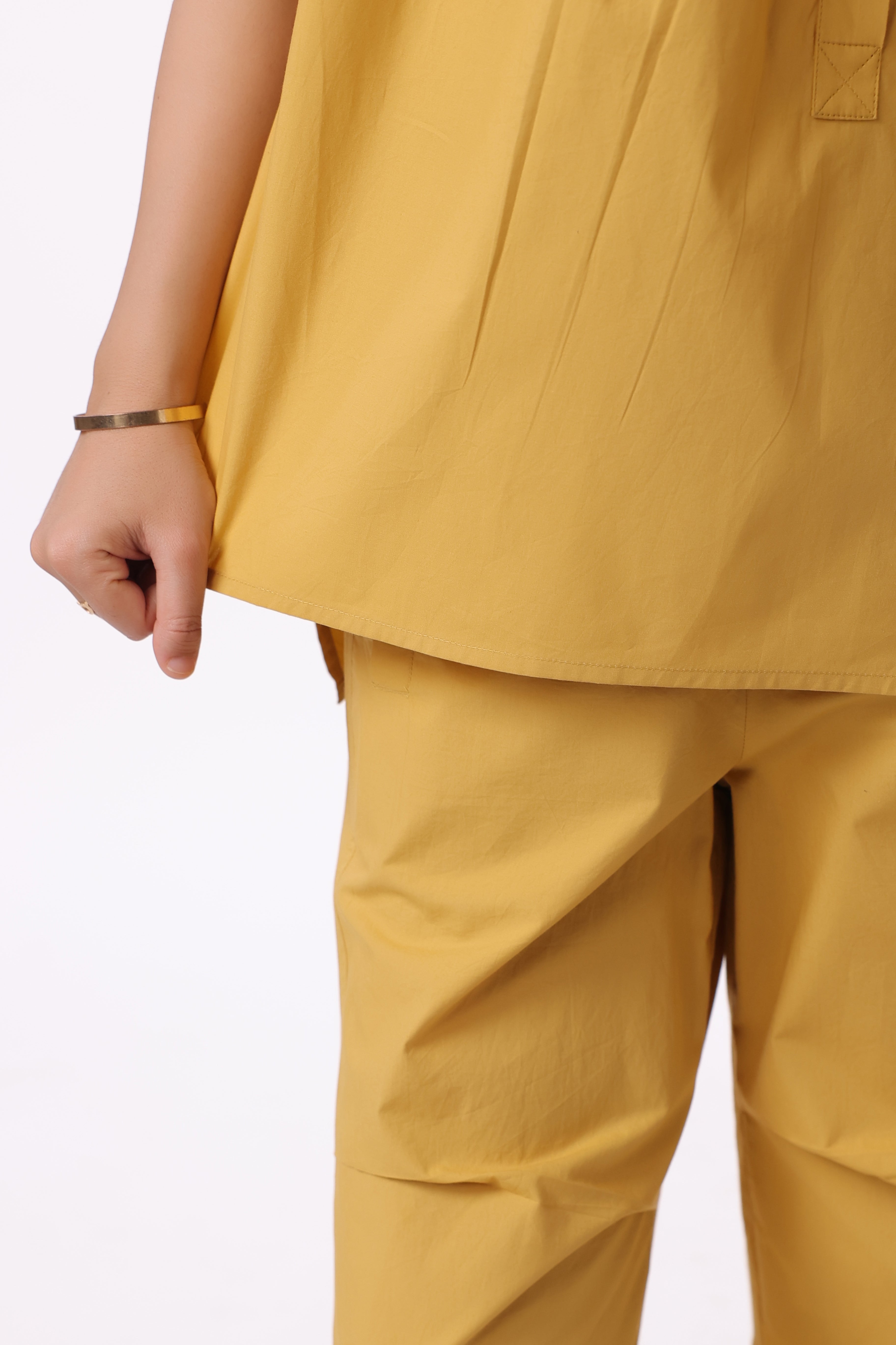 Women’s Yellow Cotton Top with Yellow Cotton Pant Co-Ord Set