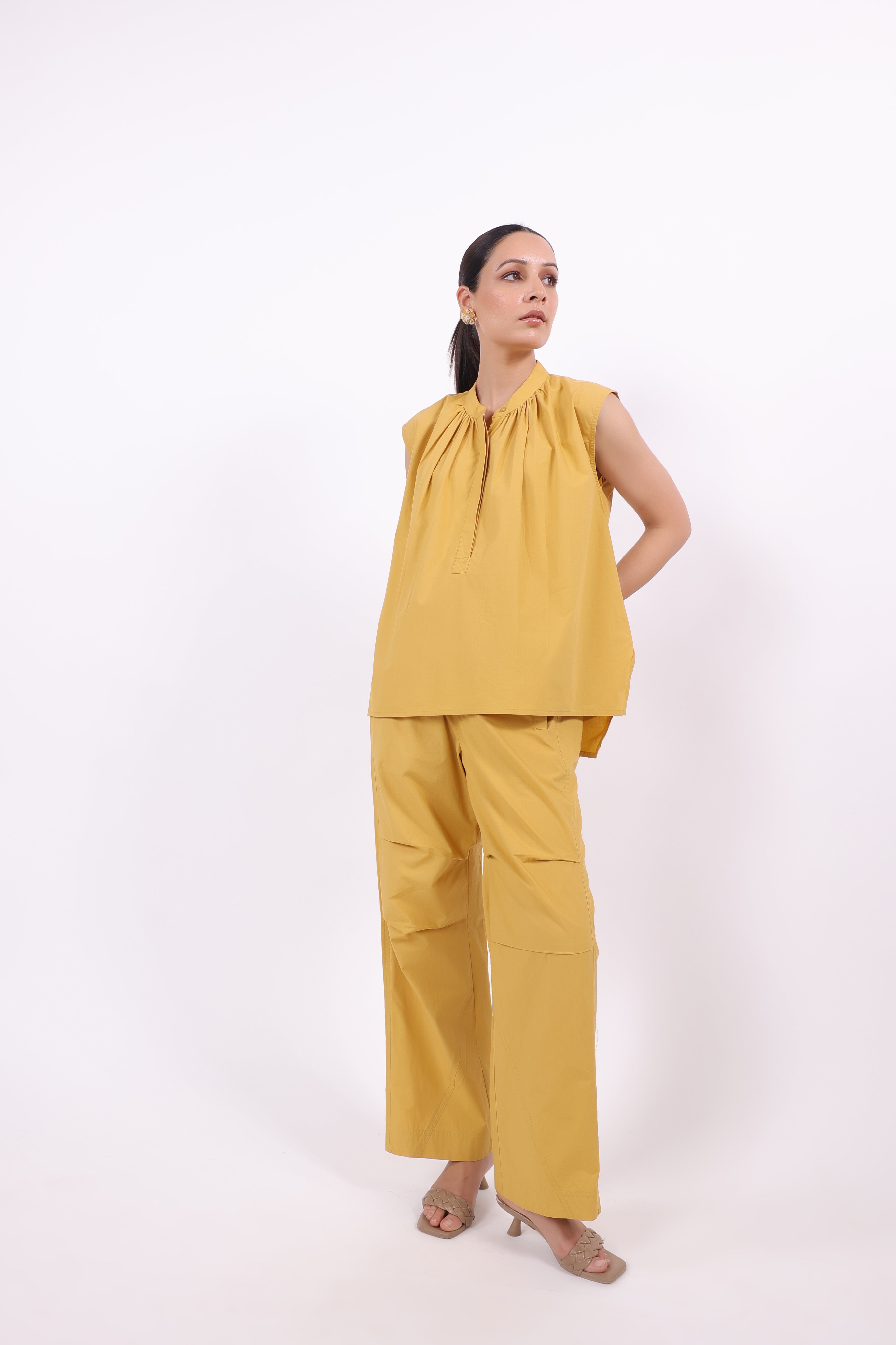 Women’s Yellow Cotton Top with Yellow Cotton Pant Co-Ord Set