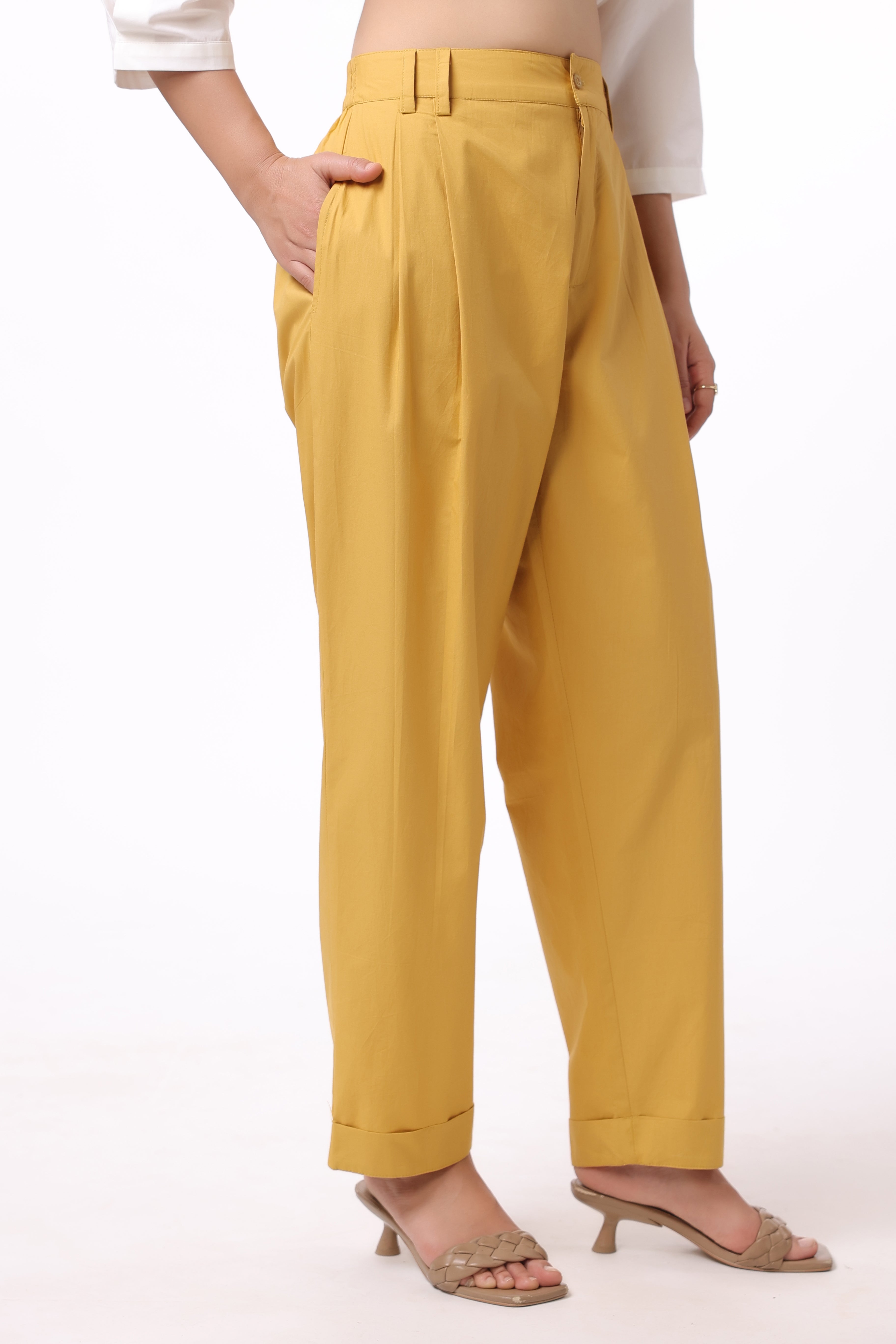 Women’s Yellow Cotton Trouser