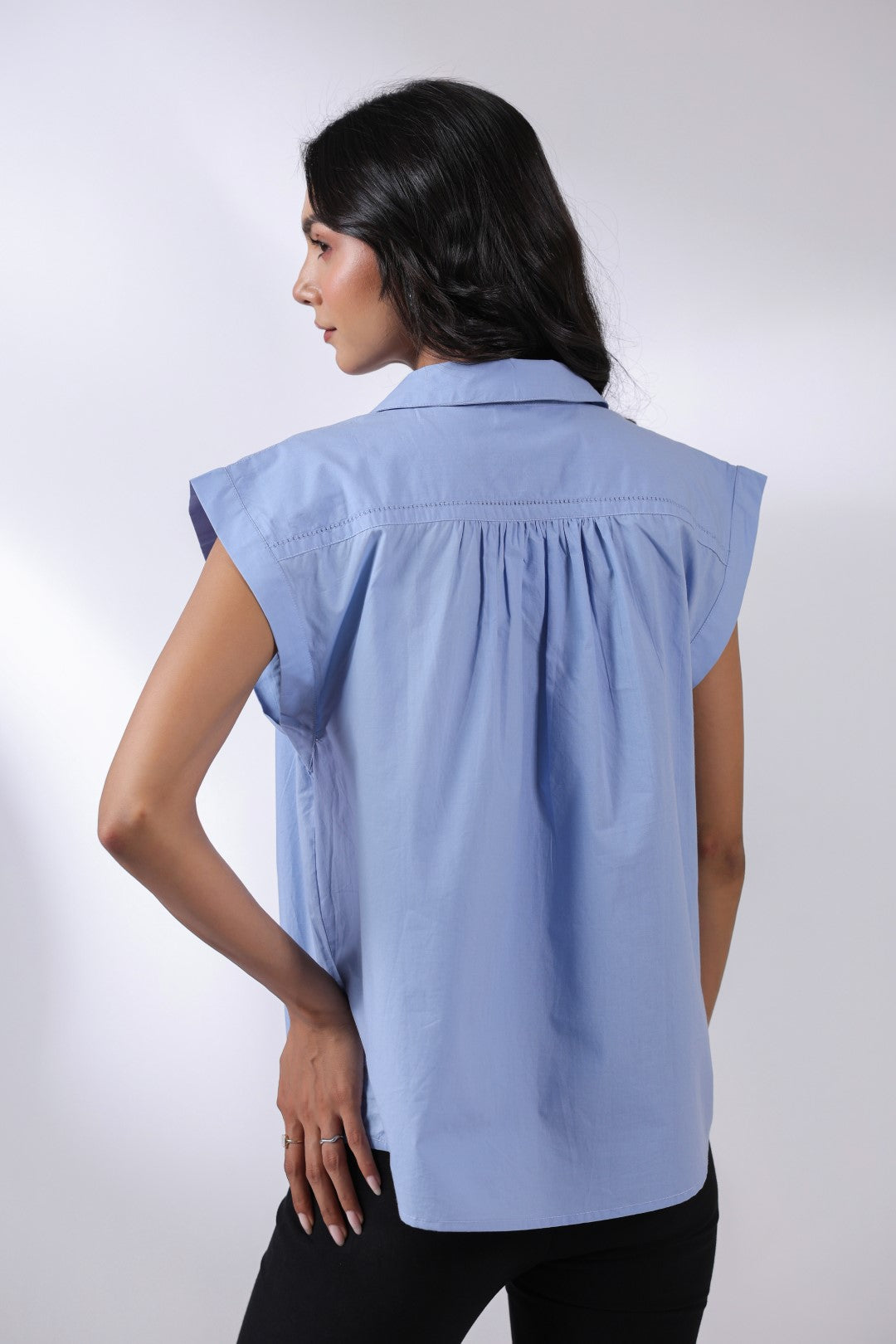 Women's blue cotton tops