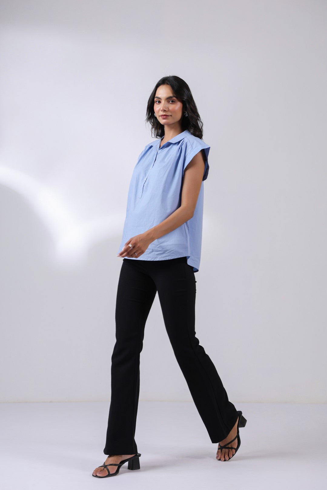 Women's blue cotton tops