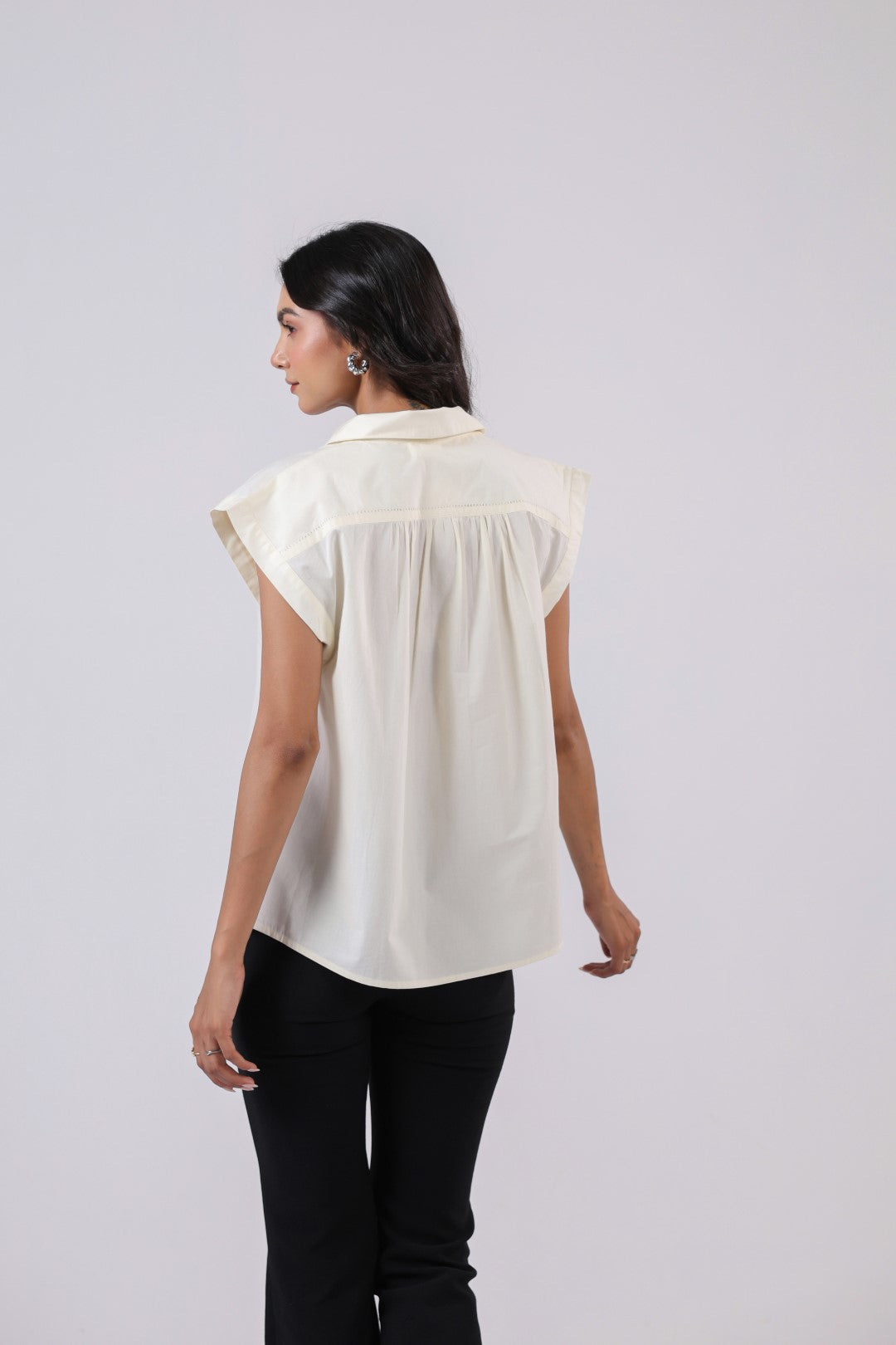 Women's off-white cotton tops