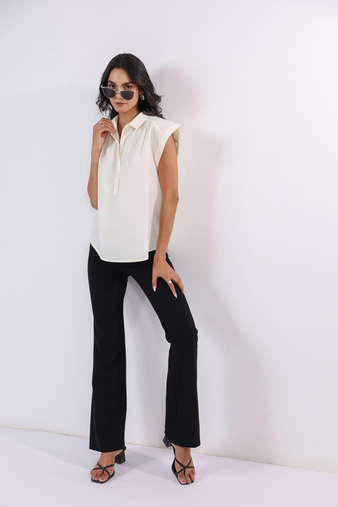 Women's off-white cotton tops