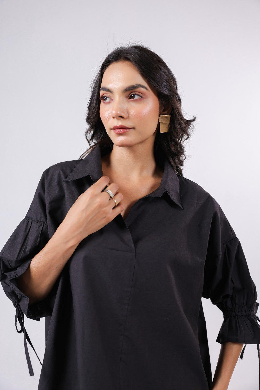 Women’s Black Cotton Poplin Top