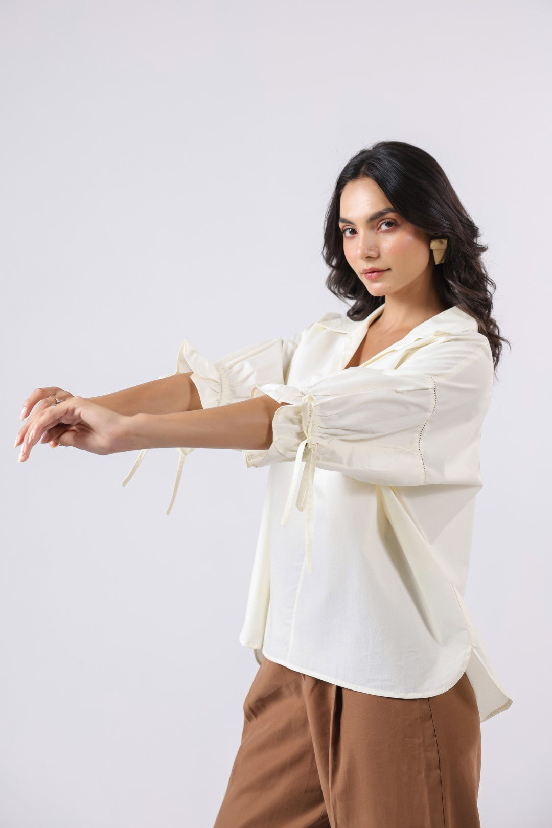 Women’s Off White Cotton Poplin Top