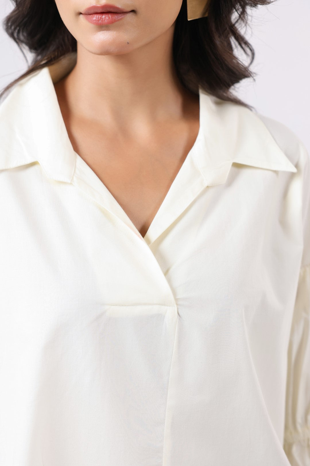 Women’s Off White Cotton Poplin Top