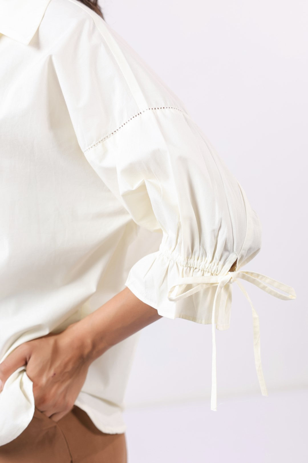 Women’s Off White Cotton Poplin Top