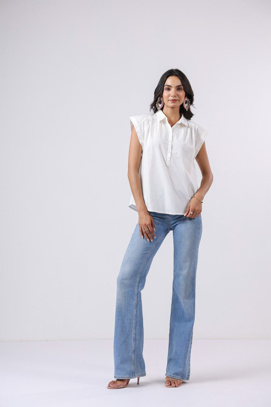 Women's white cotton tops