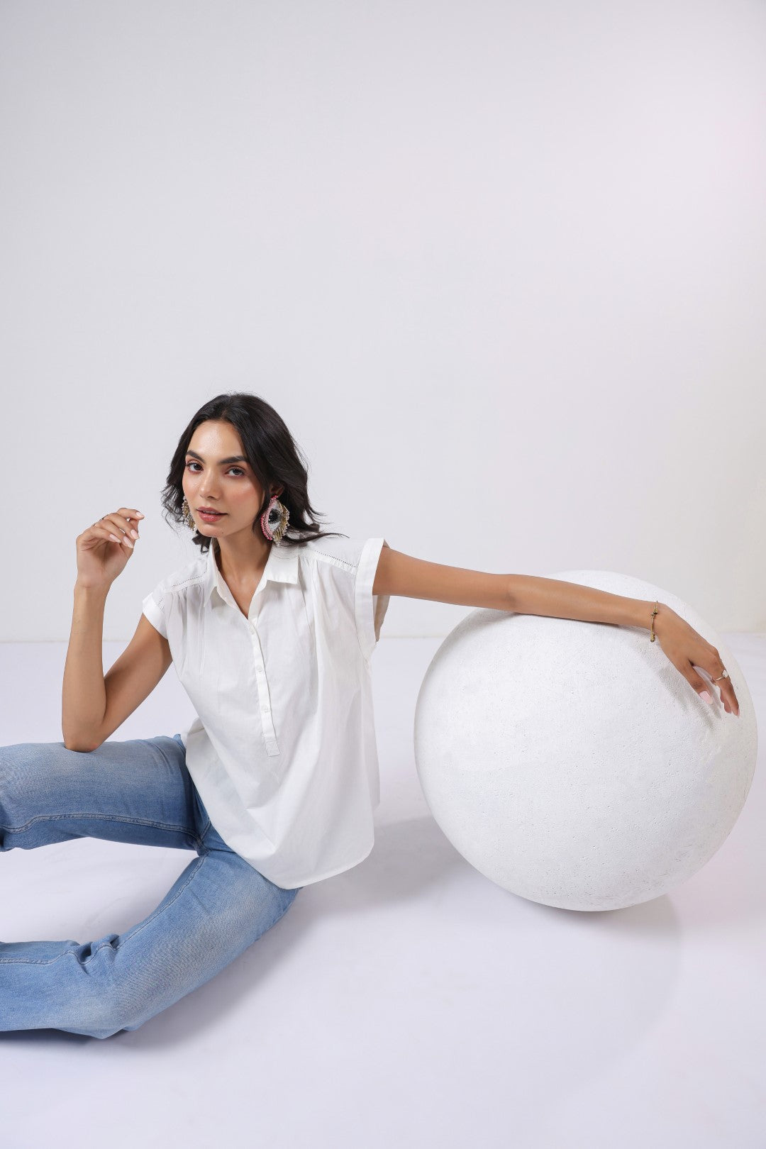 Women's white cotton tops