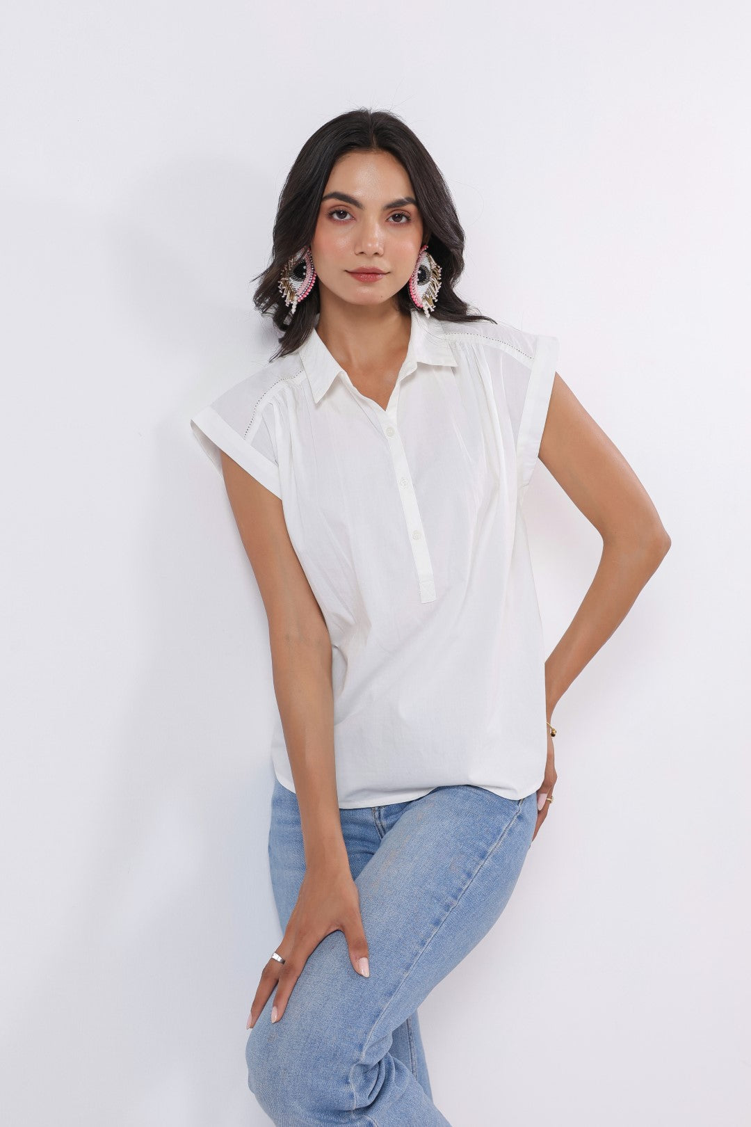 Women's white cotton tops