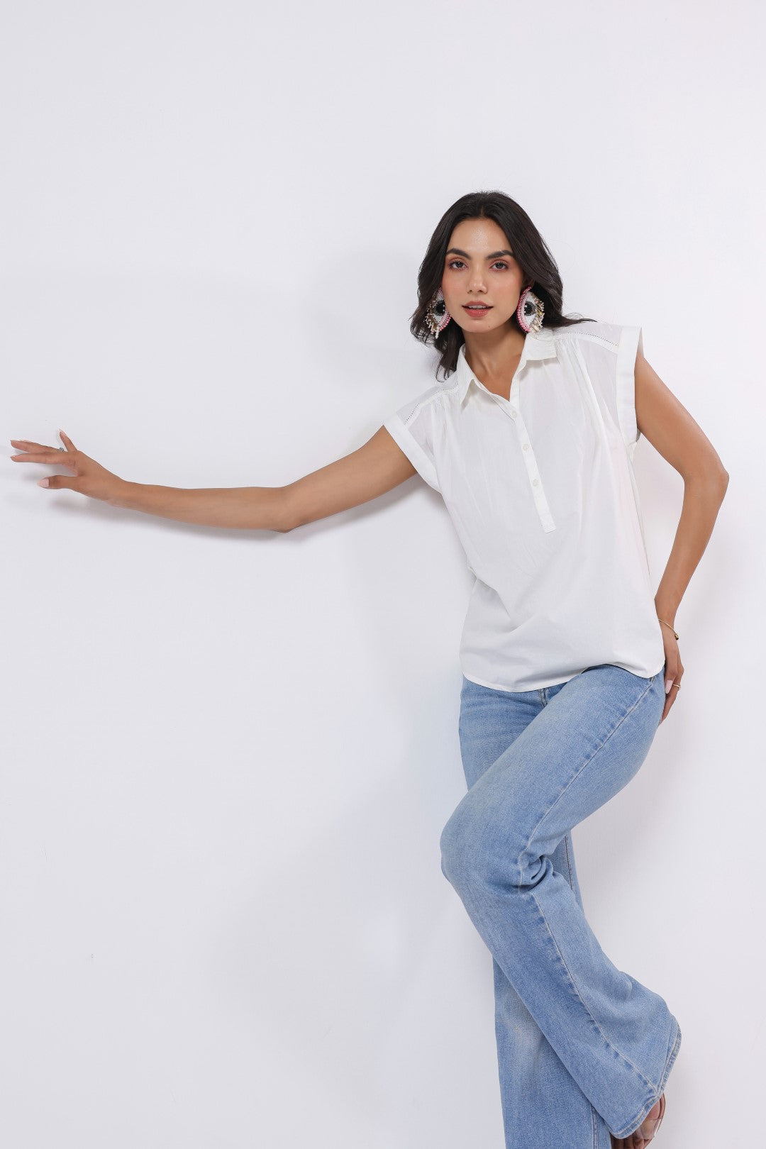 Women's white cotton tops