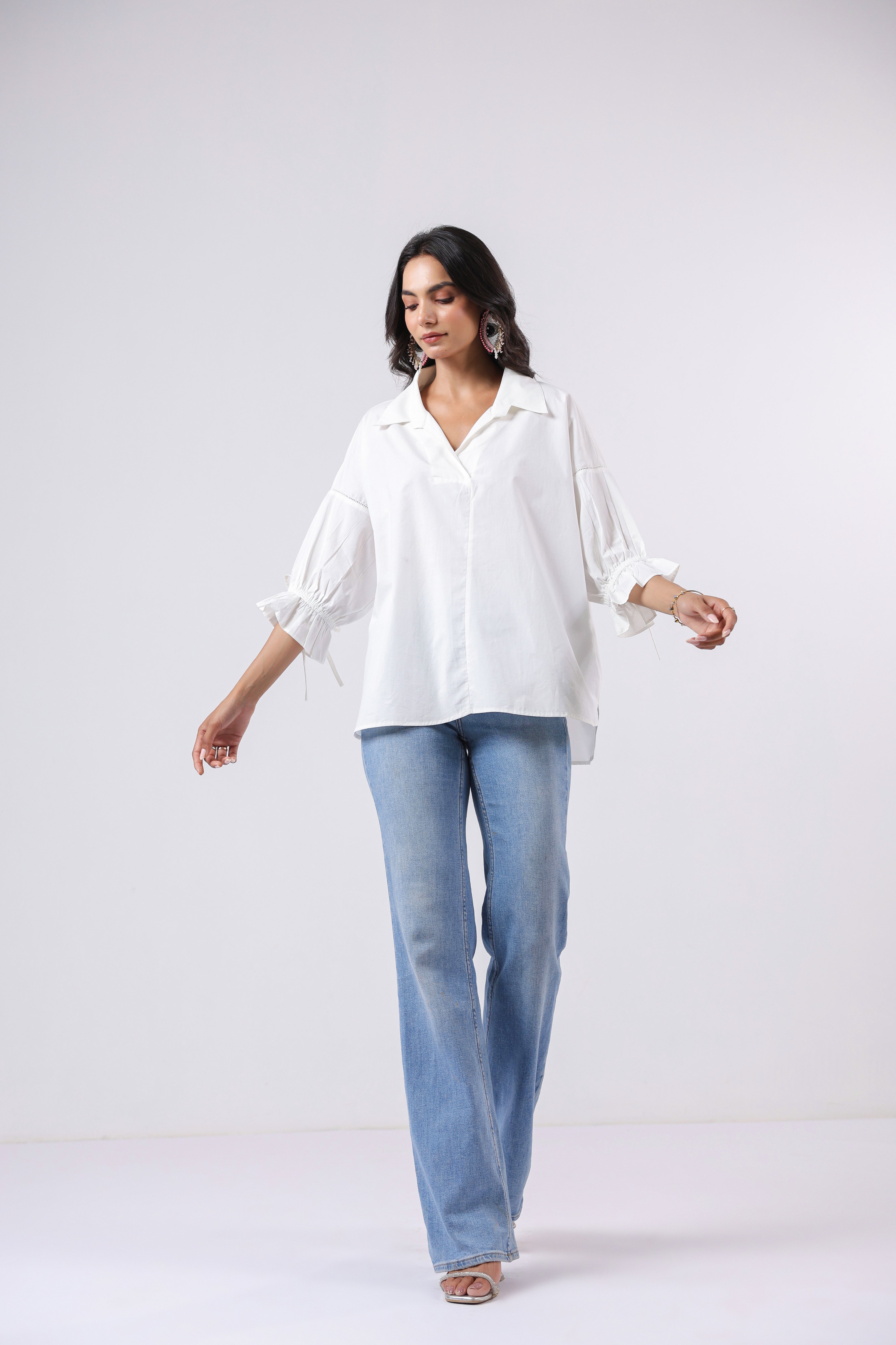 Women’s White Cotton Poplin Top