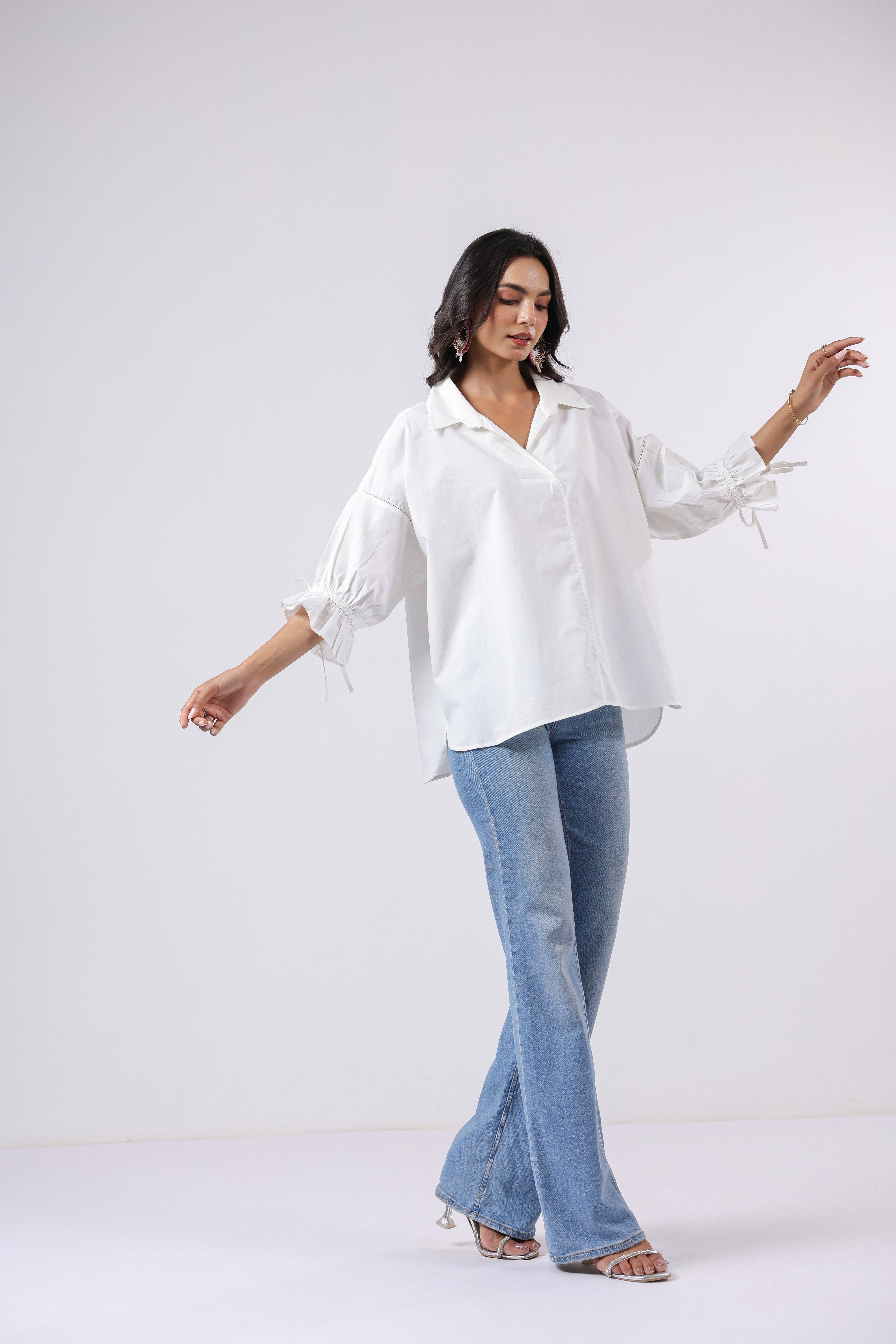Women’s White Cotton Poplin Top