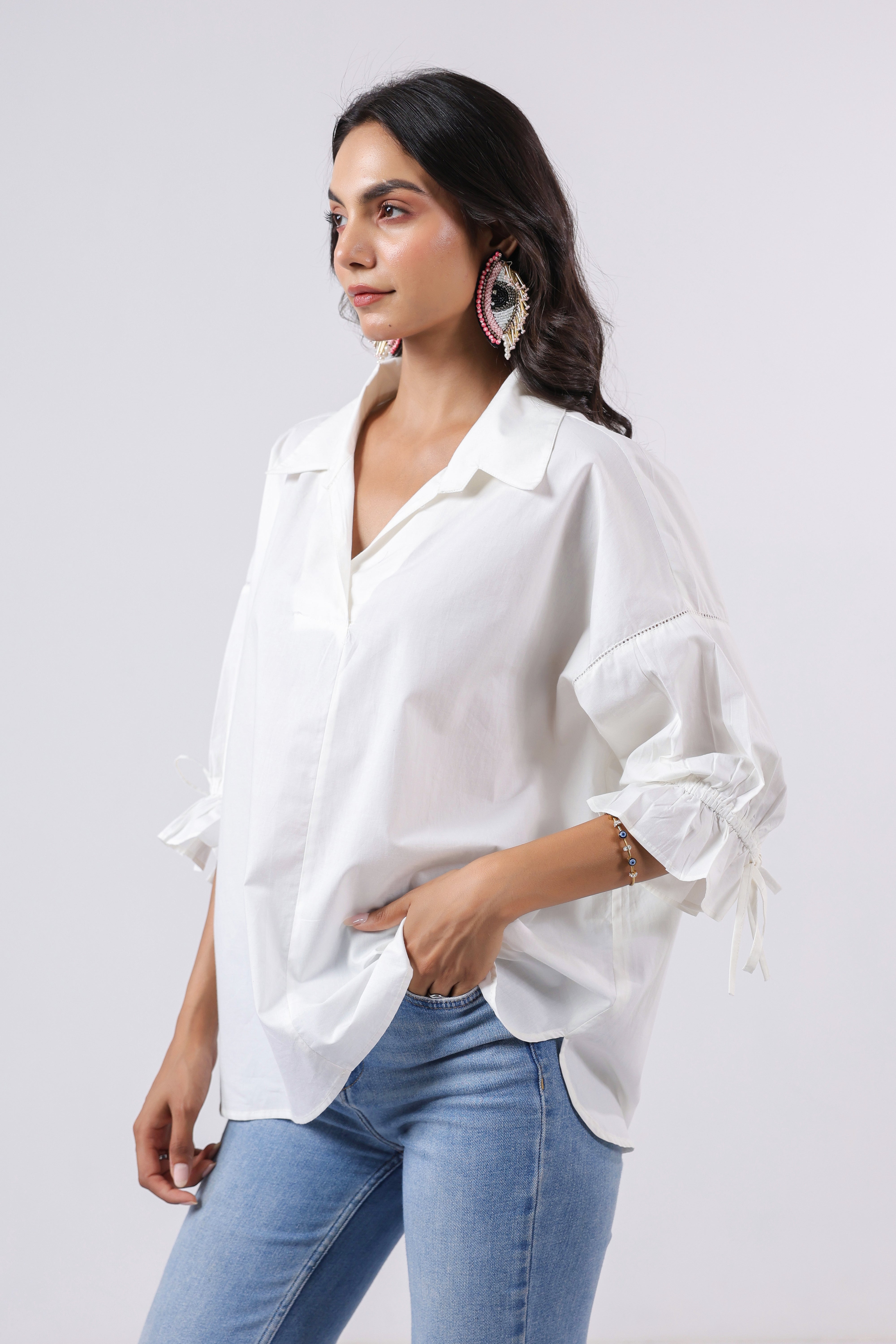 Women’s White Cotton Poplin Top