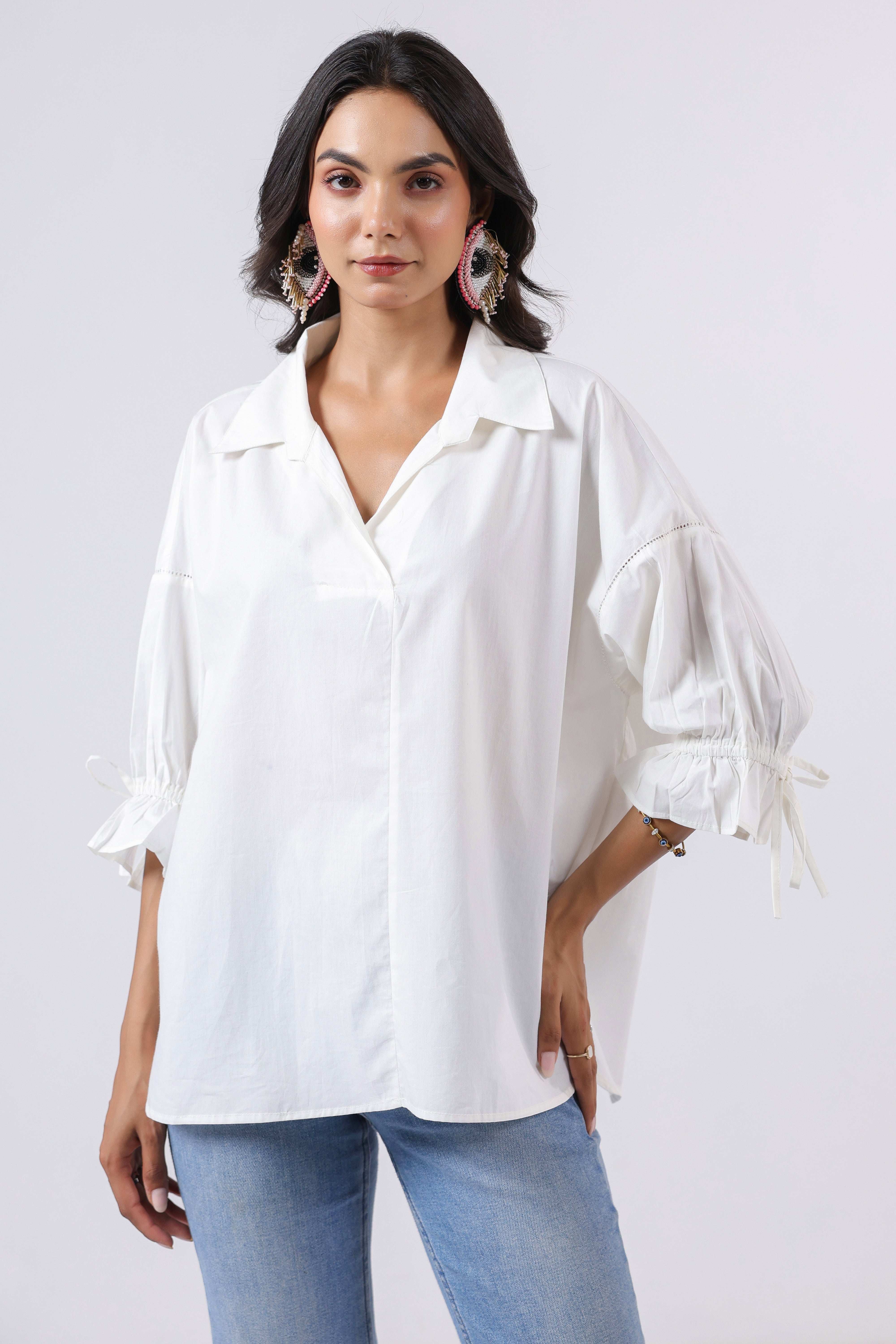 Women’s White Cotton Poplin Top
