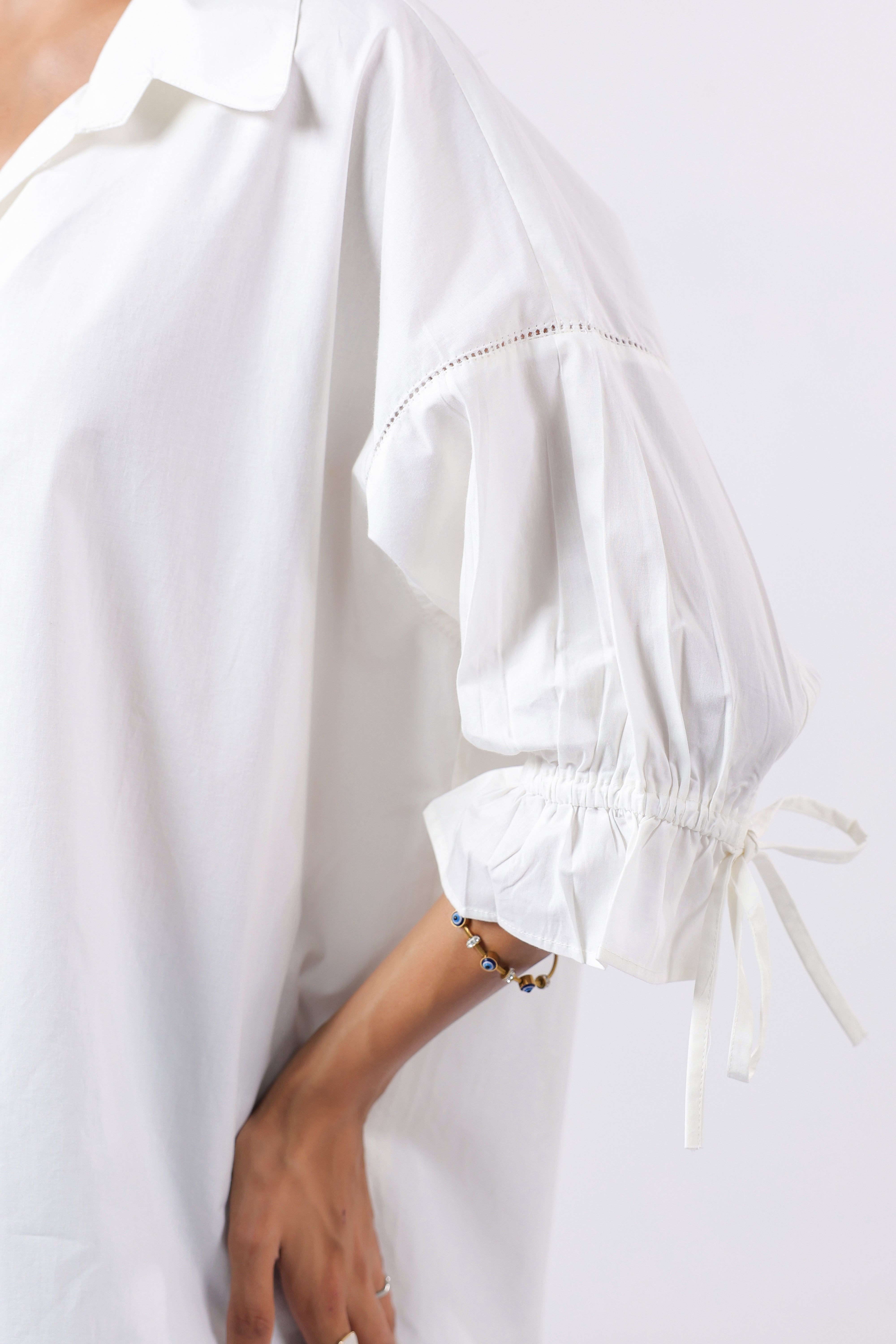 Women’s White Cotton Poplin Top