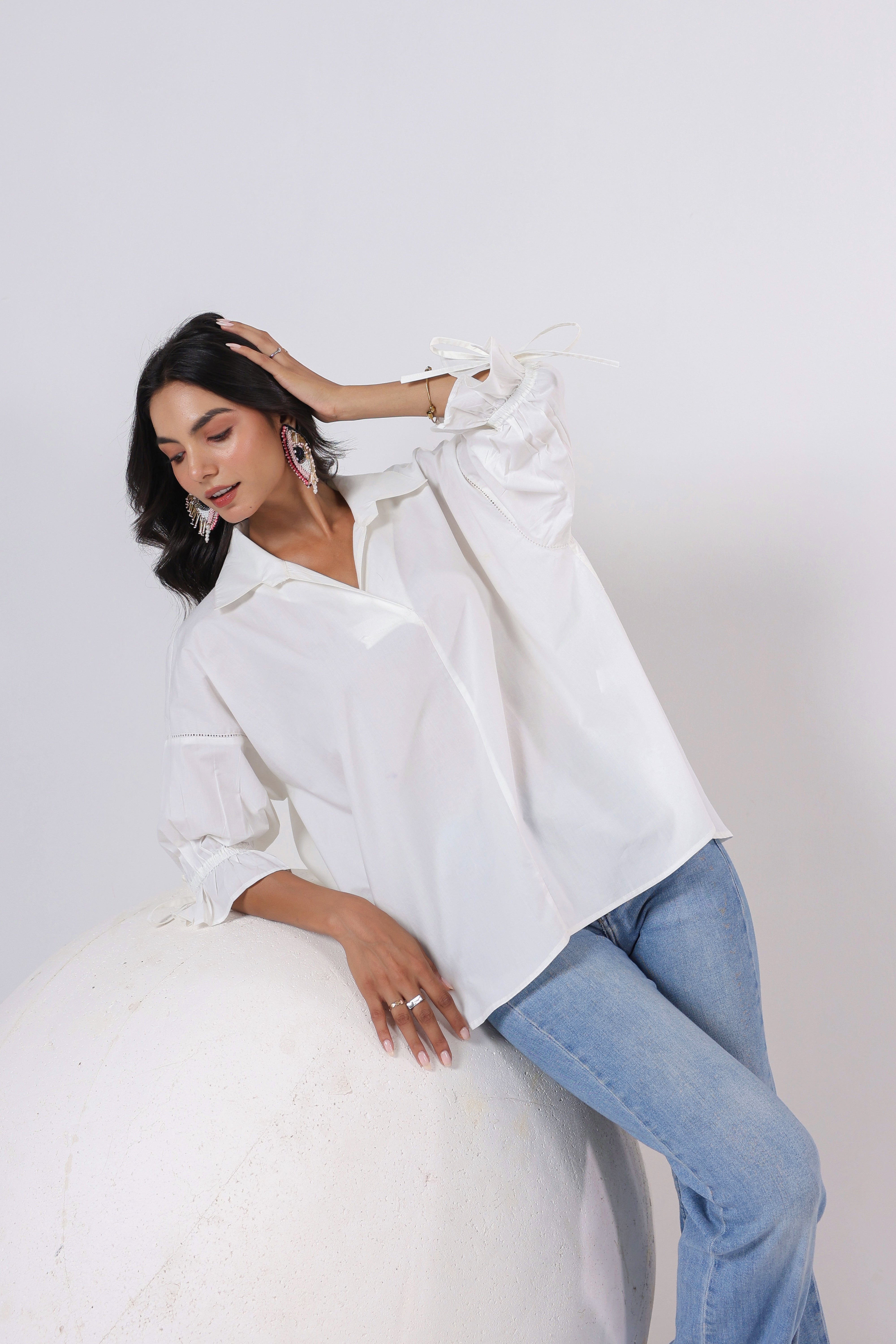 Women’s White Cotton Poplin Top